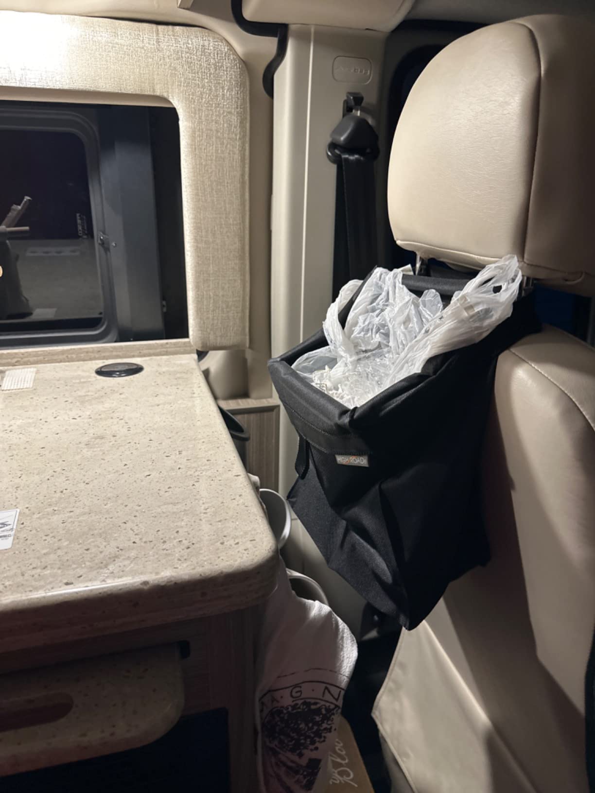 High Road TrashStash Hanging Car Garbage Bag with Push-Close Lid and Waterproof Bin for Car, SUV and Truck Seat Backs - Holds 3 Gallons of Car Trash (Black) customer photo 2