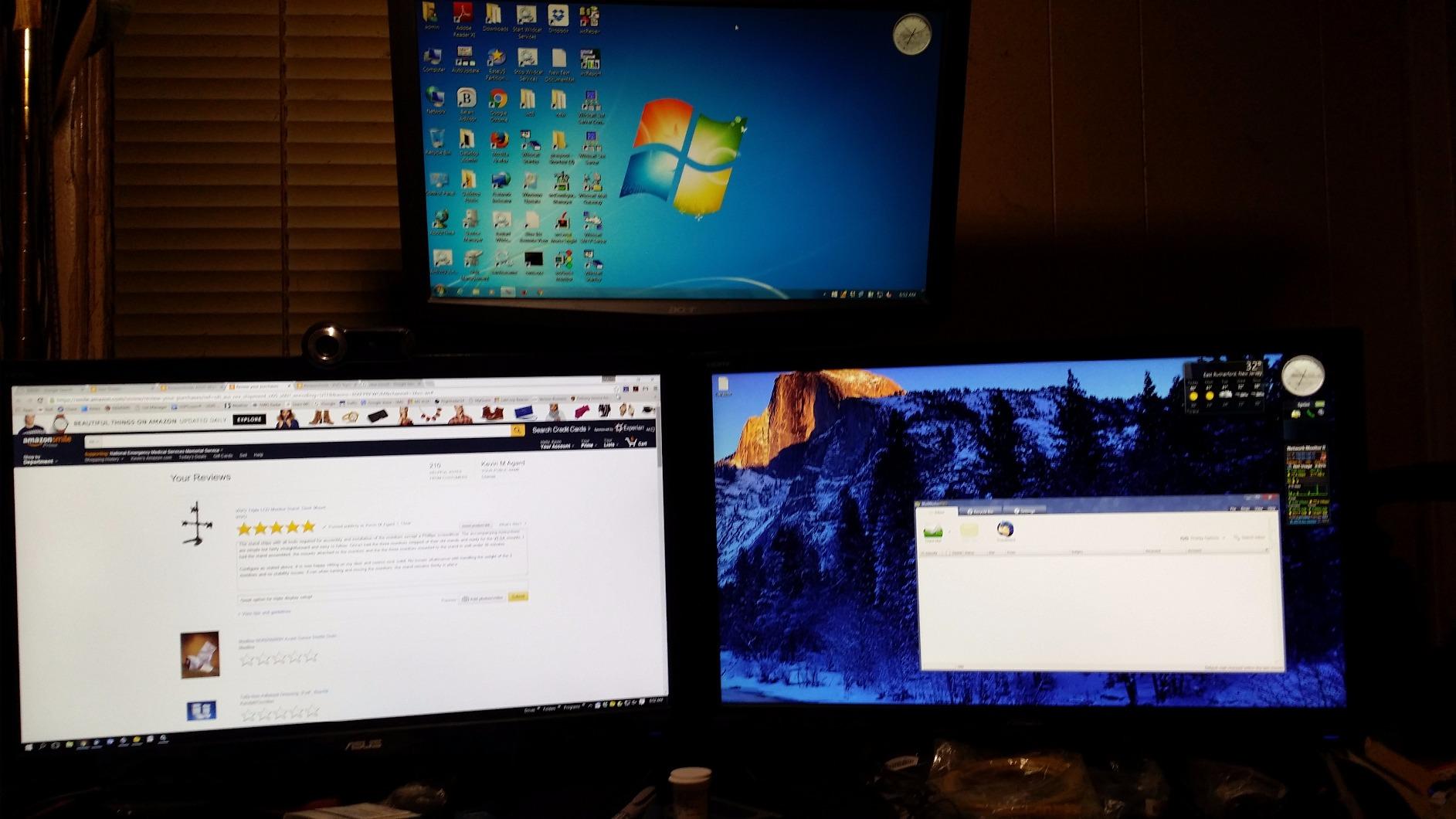 VIVO Triple LCD LED Computer Monitor Desk Stand, Free Standing Heavy Duty Fully Adjustable Mount for 3 Screens up to 30 inches STAND-V003E customer photo 2