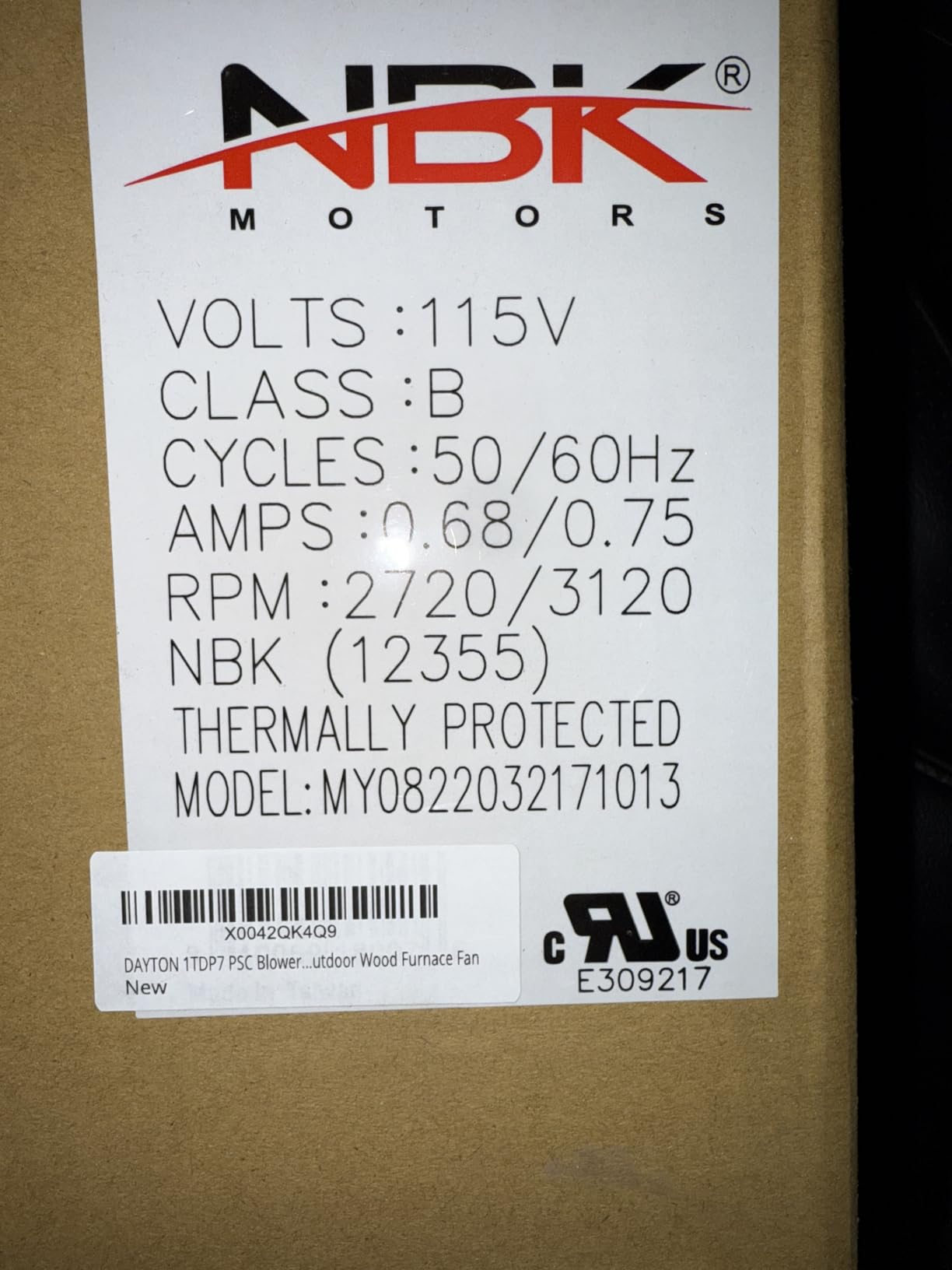 DAYTON 1TDP7 PSC Blower, Black, Draft Fan, 115 Volt, 146 CFM, Outdoor Wood Furnace Fan customer photo 1