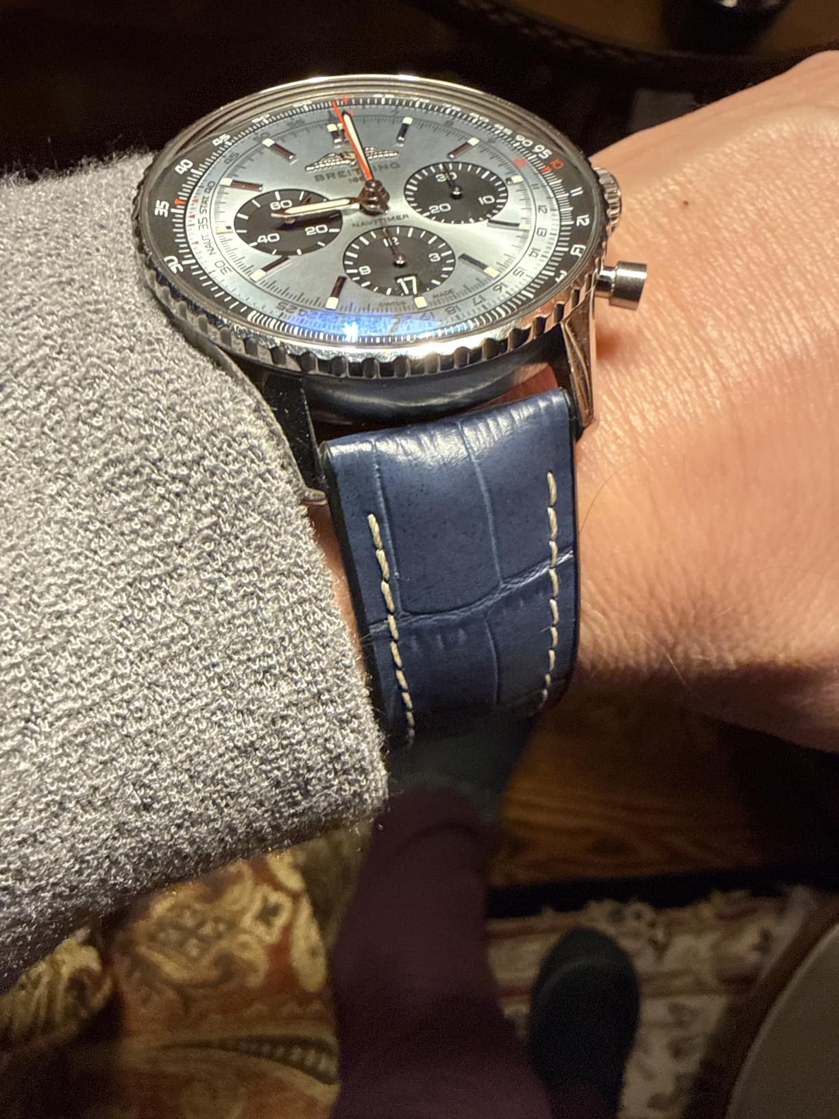 Hirsch George Embossed Calf Leather Watch Strap - 20mm, 22mm, 24mm - Black, Blue, Brown, Golden Brown - Quick Release Performance Watch Band customer photo 1