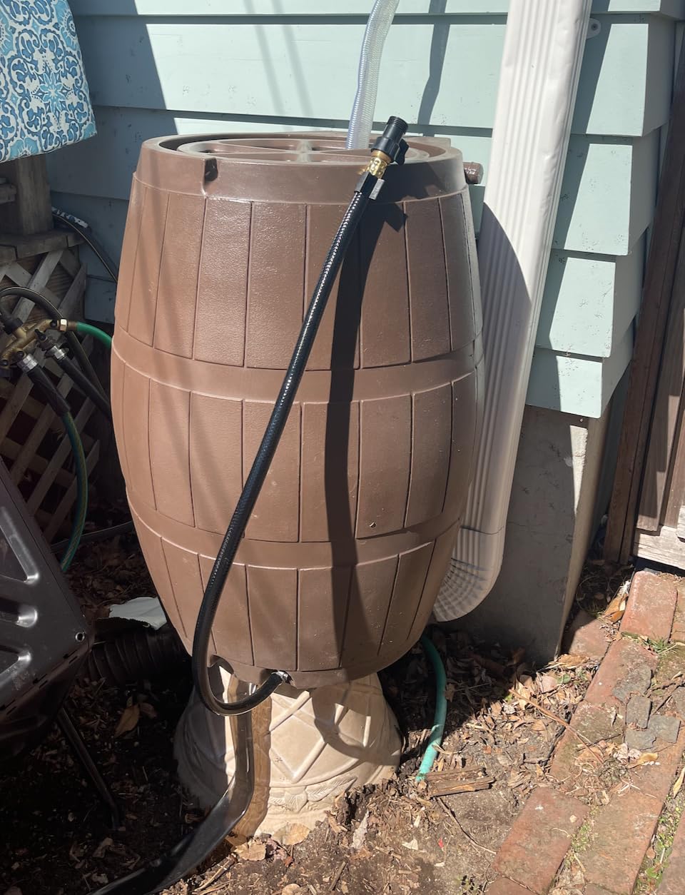 FCMP Outdoor Raincatcher 4000 Rain Barrel, Flat-Back Rainwater Catcher with Spigots, 50 Gallon, Brown - Portable Water Storage Container Tank for Home, Garden, and Backyard customer photo 2