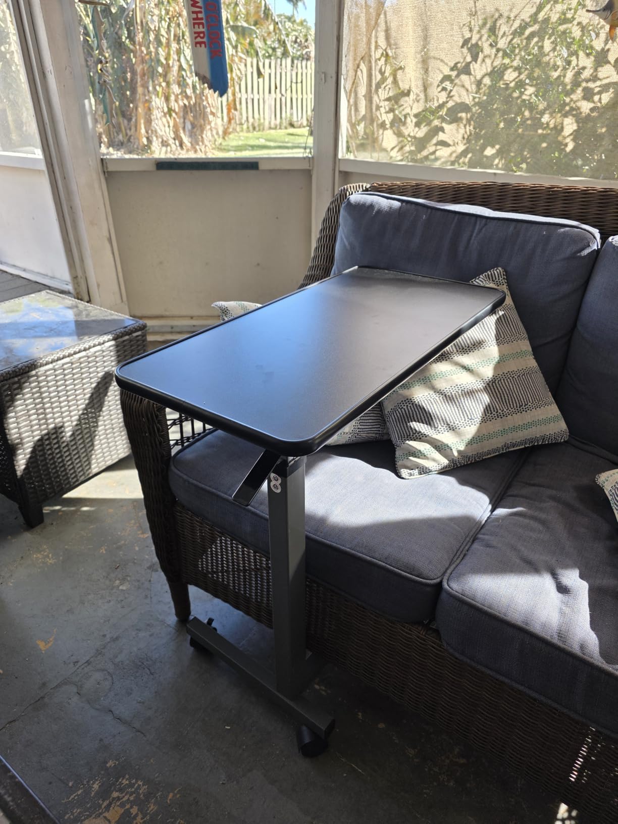 Vaunn Medical Adjustable Overbed Bedside Table with Wheels, 31W x 16 inch customer photo 2