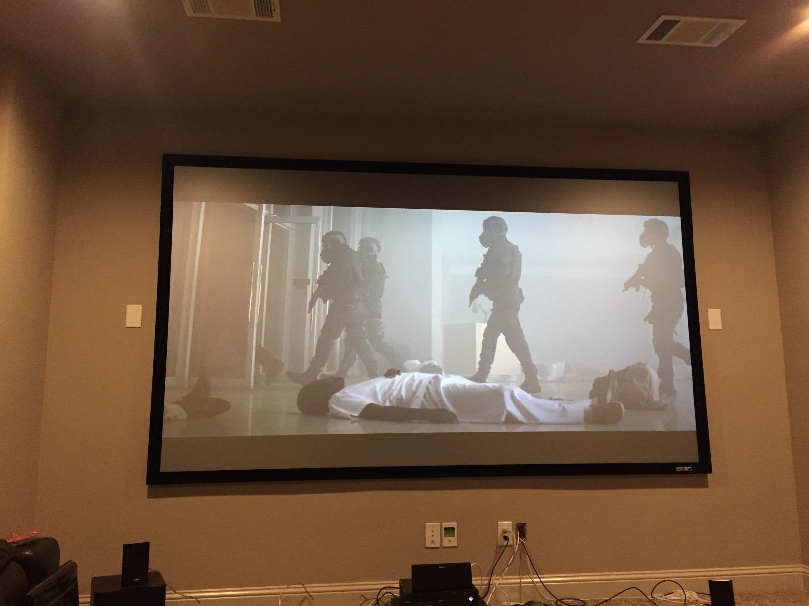 Elite Screens 150-Inch ALR Projector Screen 16:9 - Ceiling & Ambient Light Rejecting, Fixed Frame Wall Mounted, ISF-Certified CineGrey 3D for Home Theater, Standard Throw Projectors, ER150DHD3 customer photo 2