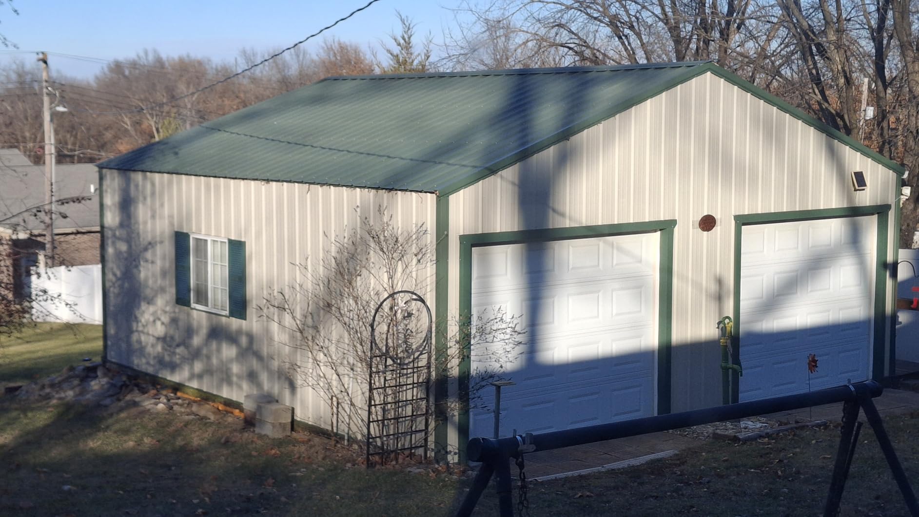 Ekena Millwork Lifetime Vinyl LL1S14X04800BL Standard Cathedral Top Center Mullion, Open Louver Vinyl Shutters, w/Installation Shutter-Lok's & Matching Screws (Per Pair), 14 1/2