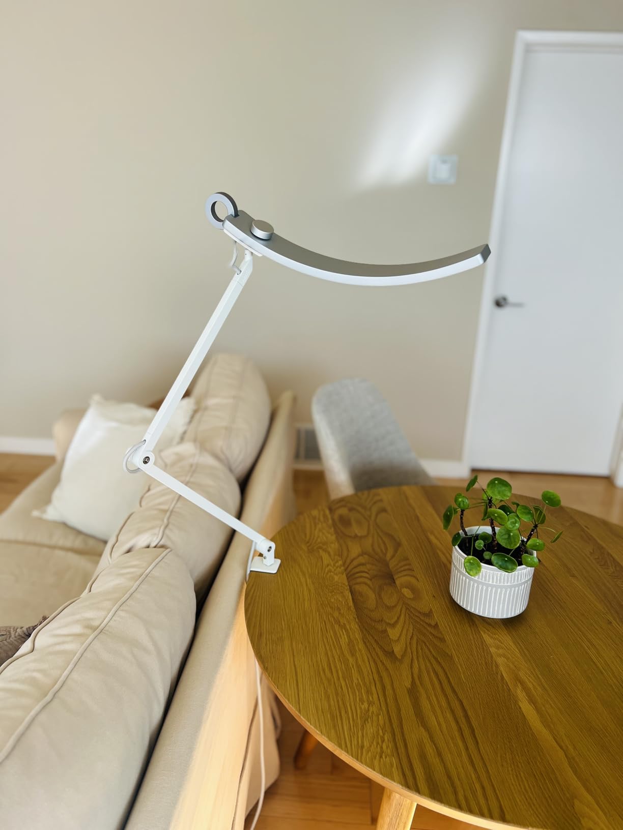 BenQ e-Reading Desk Lamp - Ultrawide and Bright Lighting, Dimmable, Dual Smart Mode, Adjustable Arm, Auto-dimming, High CRI, Eye-Caring Lamp for Home Office, Reading, Study, Craft, Matte Silver customer photo 1