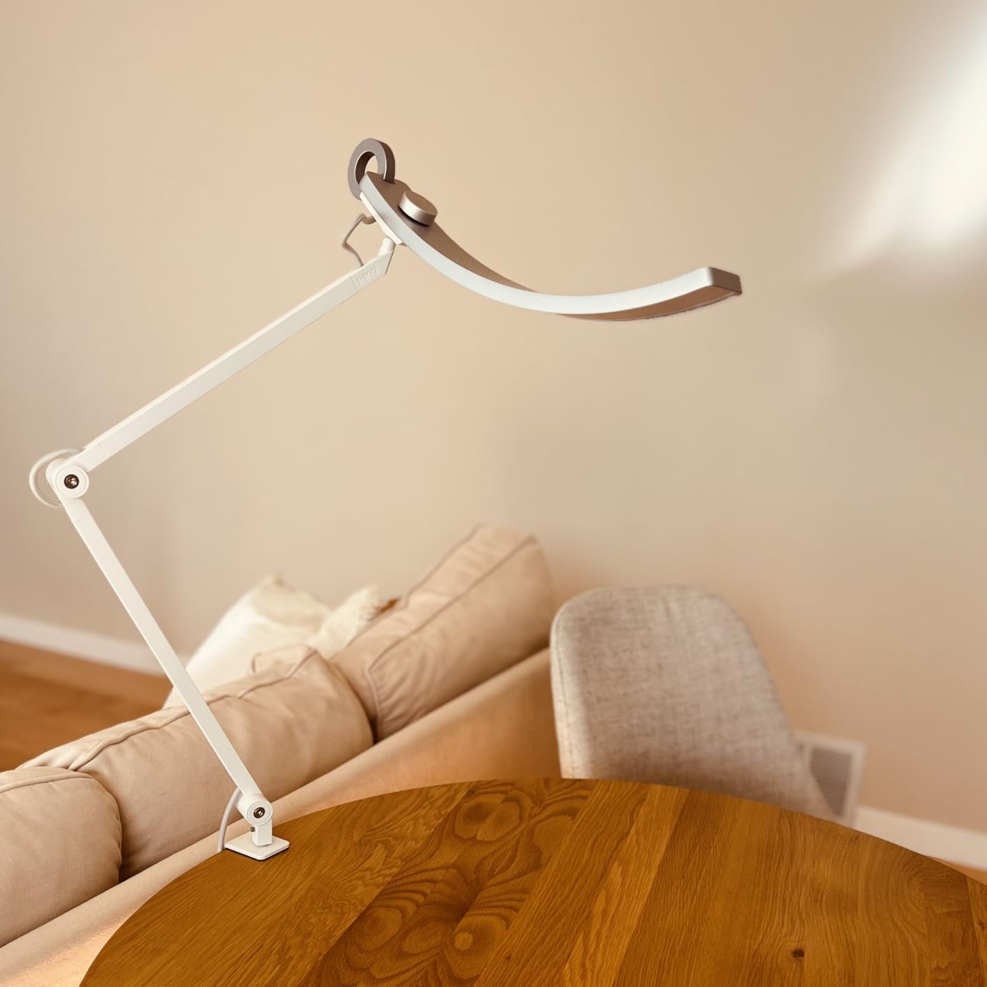 BenQ e-Reading Desk Lamp - Ultrawide and Bright Lighting, Dimmable, Dual Smart Mode, Adjustable Arm, Auto-dimming, High CRI, Eye-Caring Lamp for Home Office, Reading, Study, Craft, Matte Silver customer photo 2