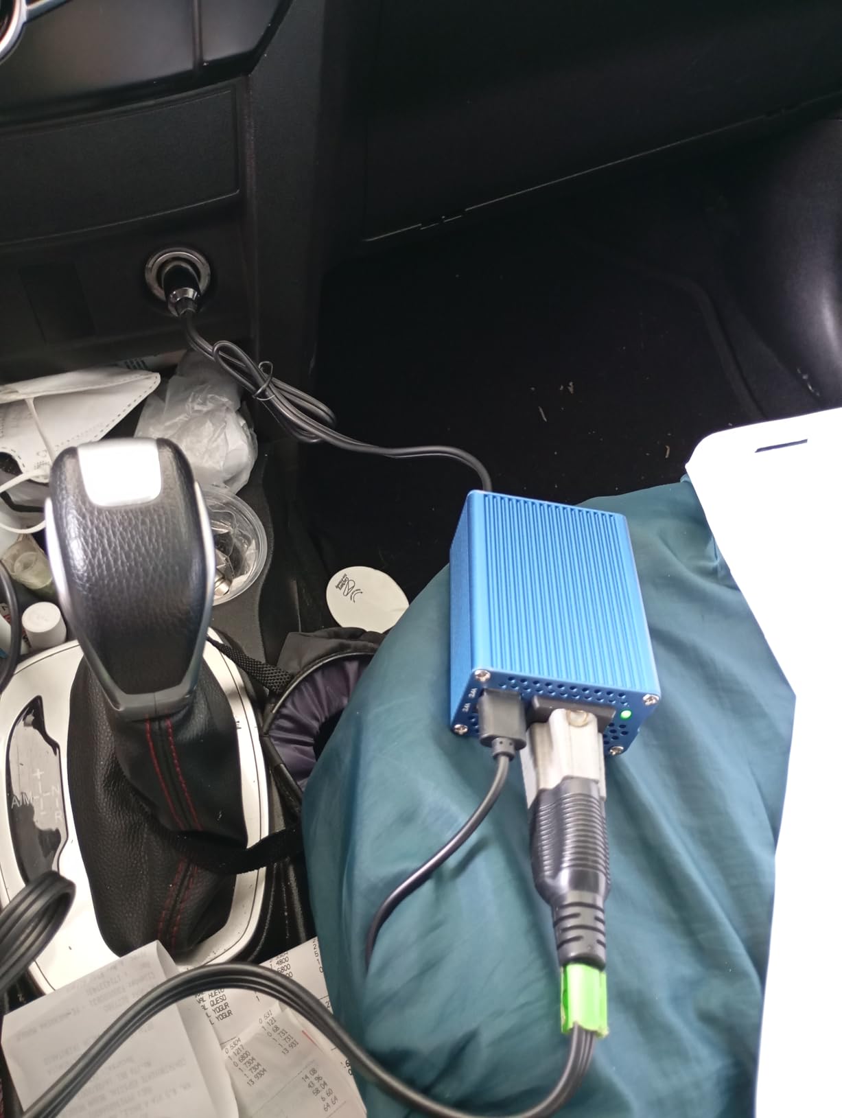 FOVAL 150W Car Power Inverter 12V DC to 110V AC Converter Vehicle Adapter Plug Outlet with 3.1A Dual USB Car Charger for Laptop Computer (Classic Red) customer photo 2