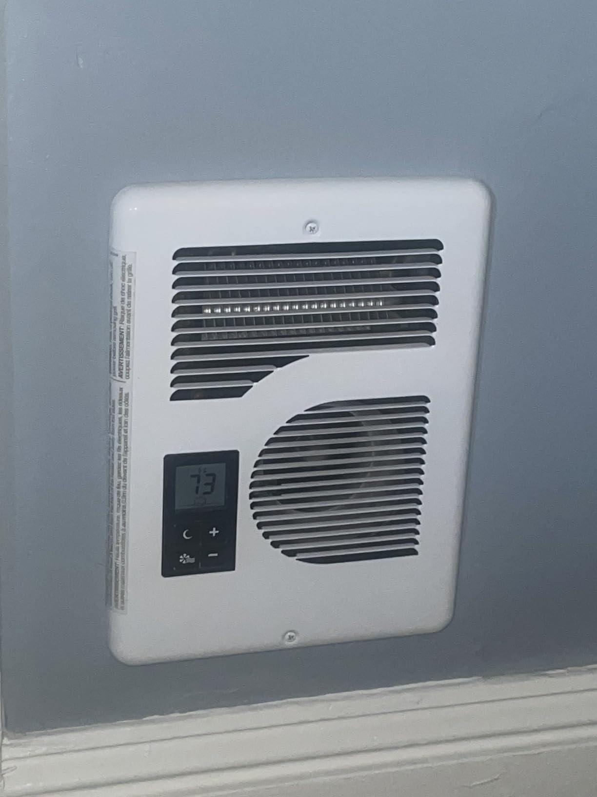 Cadet Energy Plus Wall Heater Complete Unit With Built-in Digital Thermostat (Model: CEC163TW, Part: 65215), 5460/5120/3410 BTU, 240/208/120 Volt, 1600/1500/1000 Watt, White customer photo 1
