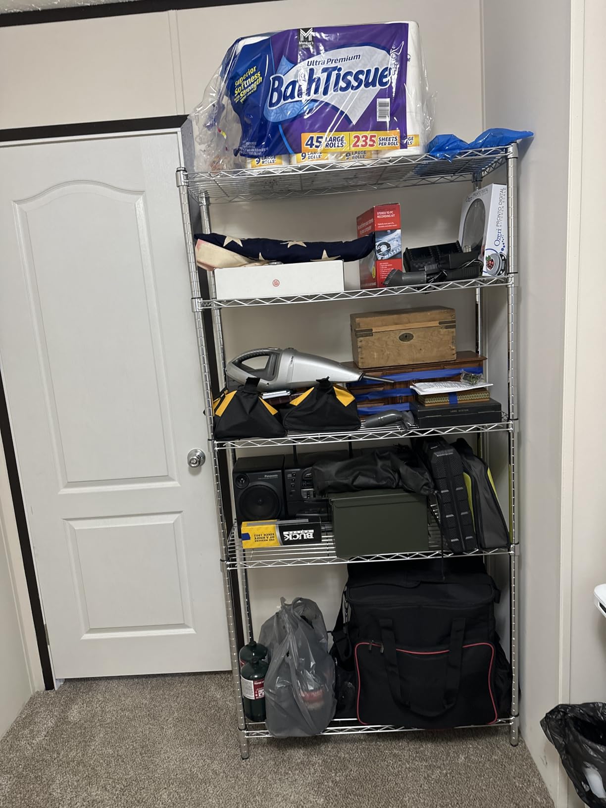 Amazon Basics 5-Shelf Adjustable Heavy Duty Steel Wire Rack, Space Saving Storage Shelving Organizer for Kitchen, Garage, No-Tool Assembly, 350 lbs Weight Capacity, 36