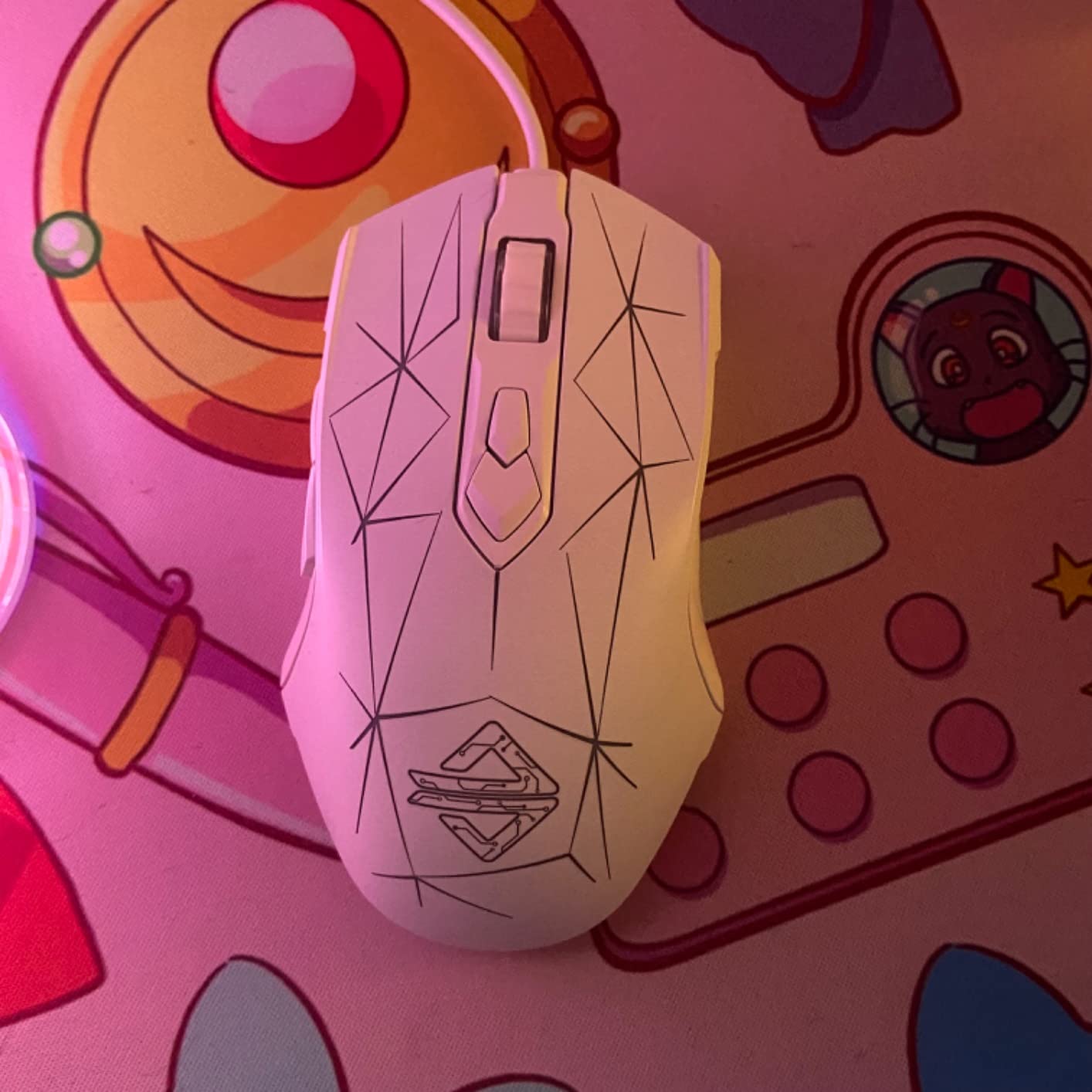 FIRSTBLOOD ONLY GAME. AJ52 Watcher RGB Gaming Mouse, Programmable 7 Buttons, Ergonomic LED Backlit USB Gamer Mice Computer Laptop PC, for Windows Mac Linux OS, Star White customer photo 1