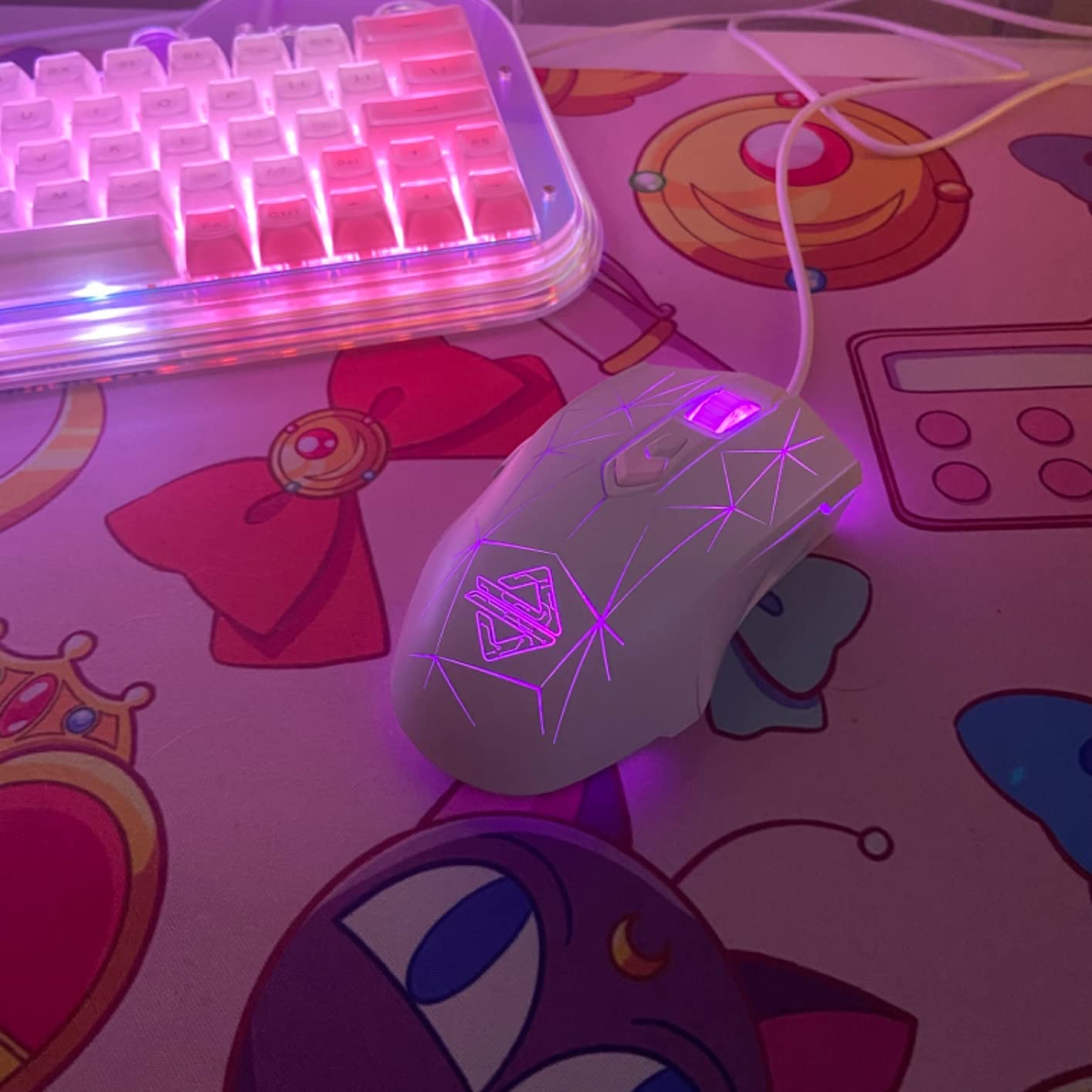 FIRSTBLOOD ONLY GAME. AJ52 Watcher RGB Gaming Mouse, Programmable 7 Buttons, Ergonomic LED Backlit USB Gamer Mice Computer Laptop PC, for Windows Mac Linux OS, Star White customer photo 2