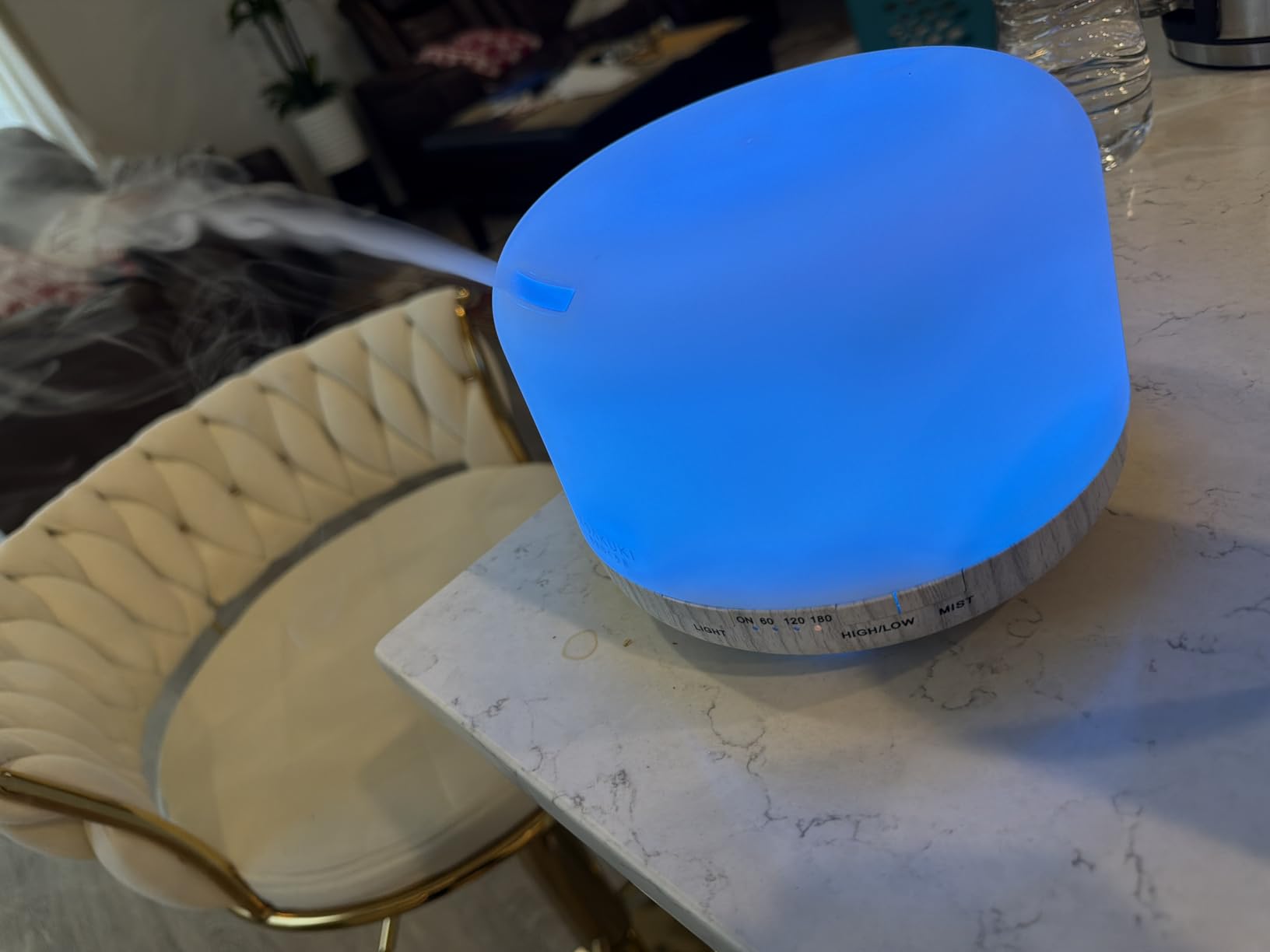 ASAKUKI Essential Oil Diffuser for Home, 500ML Aromatherapy Diffuser Humidifier with Remote Control, 7 Color LED Lights, Quiet Cool Mist Diffuser for Bedroom, Living Room, Office (Yellow) customer photo 2