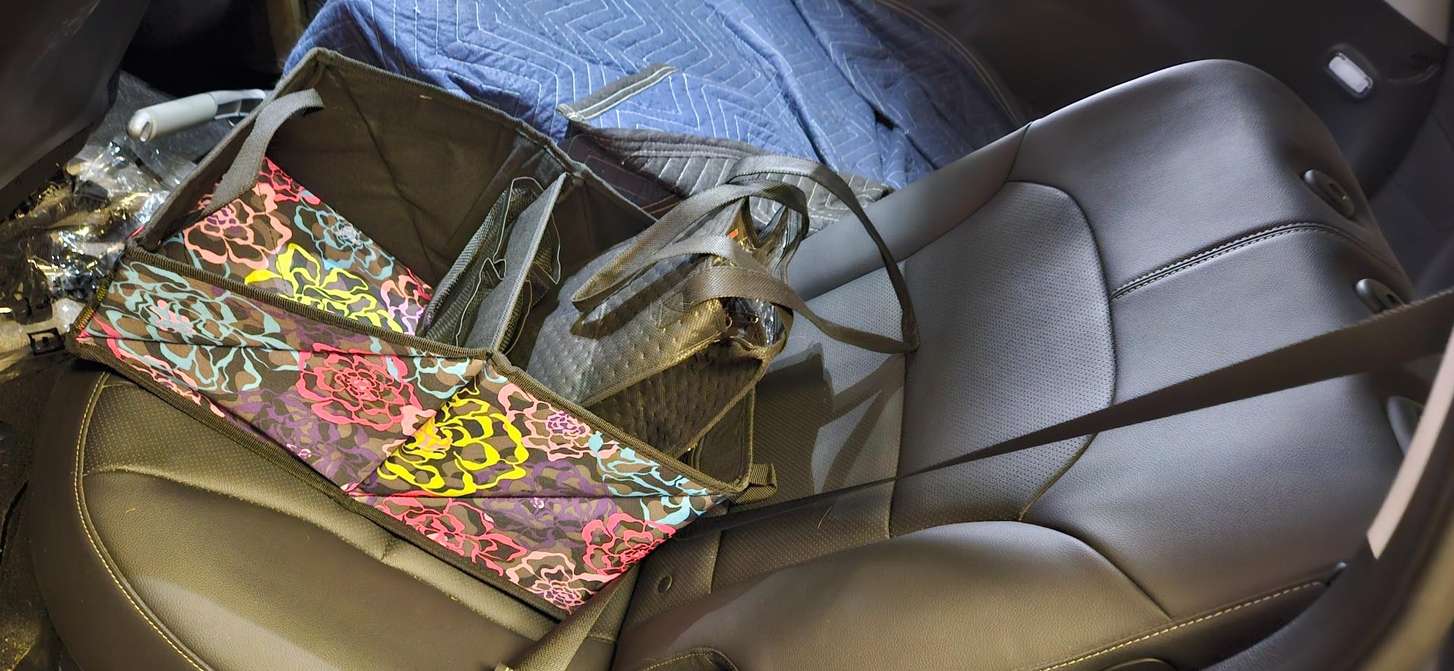 Lusso Gear Car Seat Organizer - Built-In Car Cup Holders & Mesh Pockets - Foldable Back Seat Organizer with Handles - Kids Road Trip Essentials - 9 Compartments, Black Oxford customer photo 1