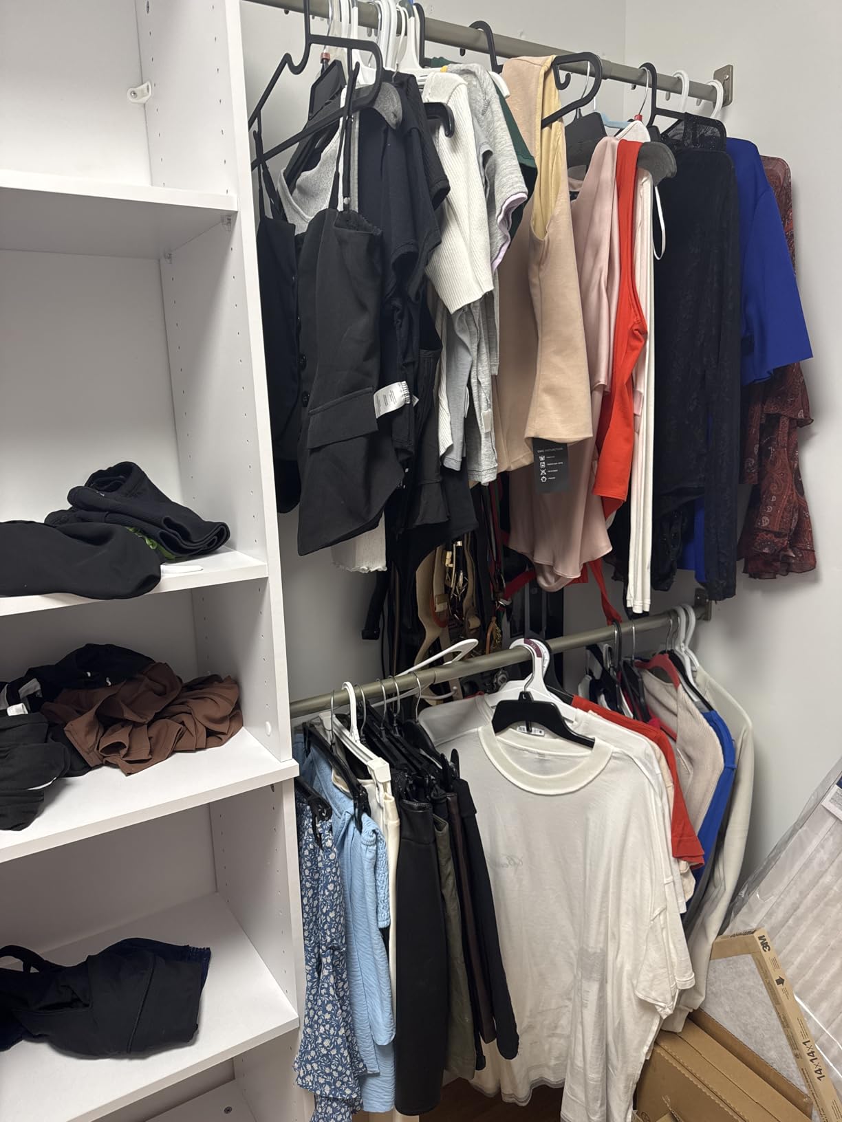 ClosetMaid SuiteSymphony Small Closet Organizer Starter Kit with Tower and 3 Hang Rods, Shelves, Adjustable, Customizable Wardrobe Organizer System, Reach-In or Walk-In Closets, Pure White customer photo 2