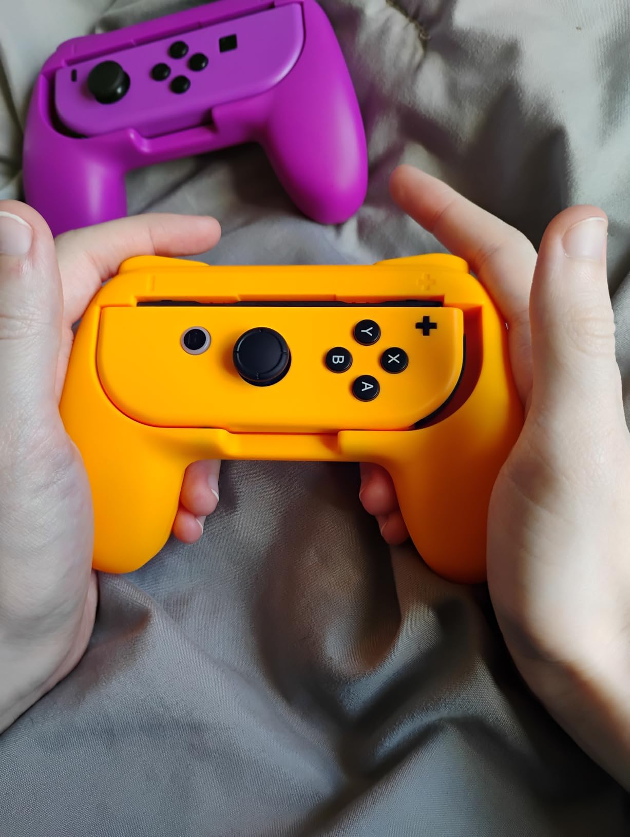 FASTSNAIL Grips Compatible with Nintendo Switch for Joy Con & OLED Model for Joycon, Wear-Resistant Handle Kit and Non-Slip Thumb Grips for Switch Joycon 1 Controller 2 Pack (Black) customer photo 1