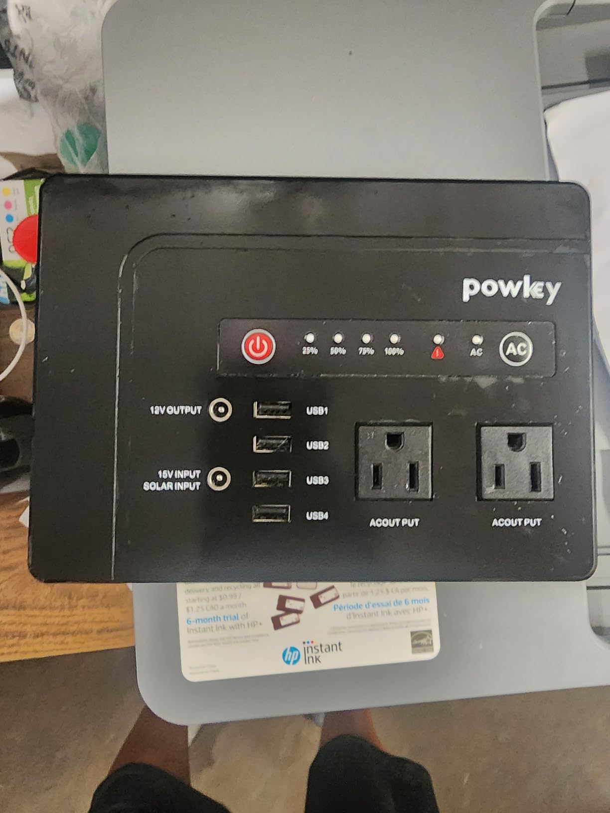 powkey 200W Portable Power Bank with AC Outlet, 146Wh Rechargeable Backup Lithium Battery, 110V Pure Sine Wave AC Outlet for Outdoor RV Trip Travel Home Office Emergency customer photo 1