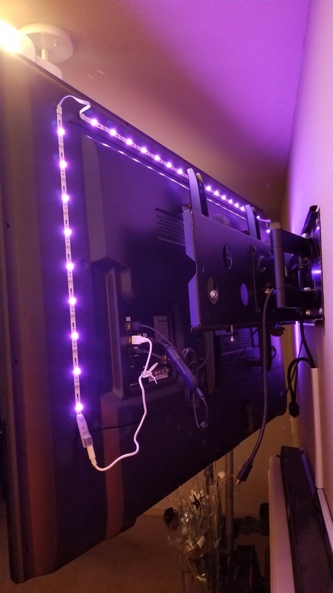 PANGTON VILLA TV LED Backlight for 40-60 Inch TV, 8.2ft LED Lights for TV with Bluetooth APP & Remote Control, 16 Color Led Strip Lights Changing TV Lights Behind with Music Sync for Bedroom customer photo 1