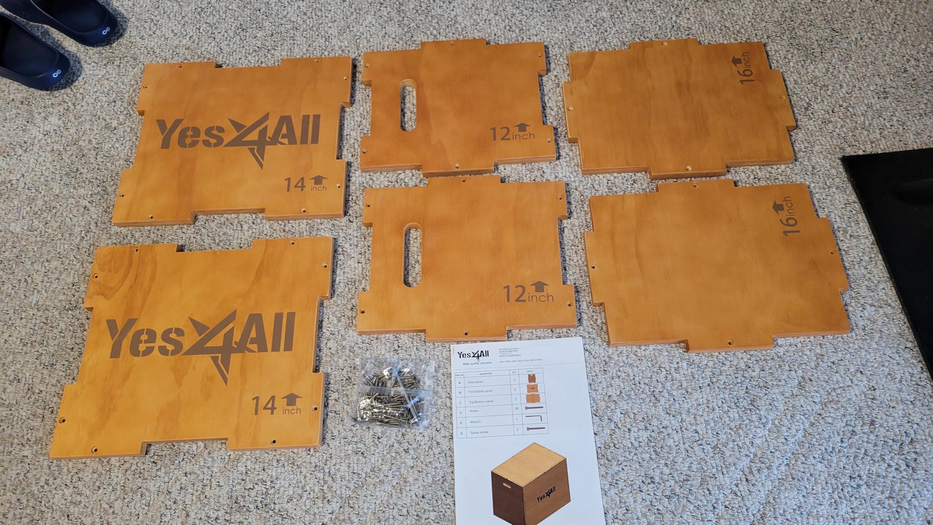 Yes4All Plyo Box, 3-in-1 Wooden Box Jumps for Home Gym, 450 lbs Boxes Step Up with Smooth Edges & Wide Built-in Handles for Jumping, Strength Training, Lunges, Squats, Dips customer photo 1