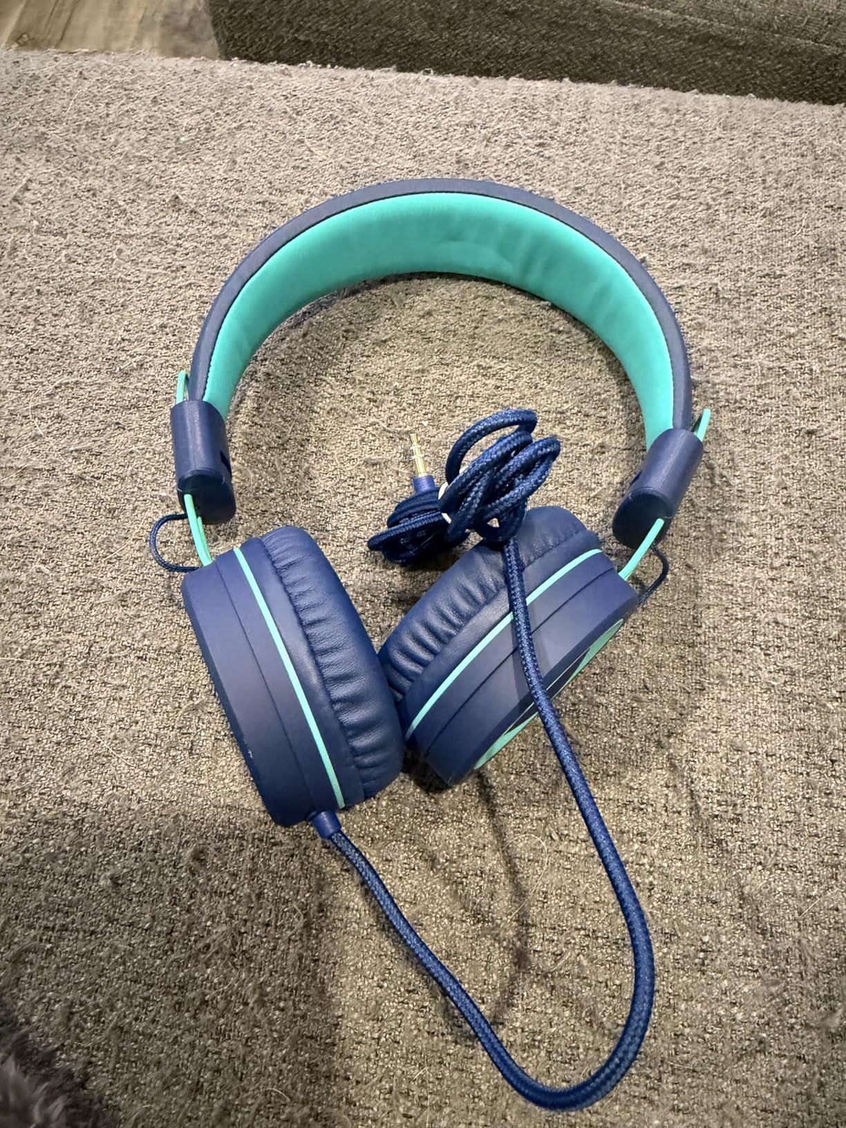 noot products K11 Foldable Stereo Tangle-Free 3.5mm Jack Wired Cord On-Ear Headset for Children/Teens/Boys/Girls/Smartphones/School/Kindle/Airplane Travel/Plane/Tablet (Navy/Teal) customer photo 1