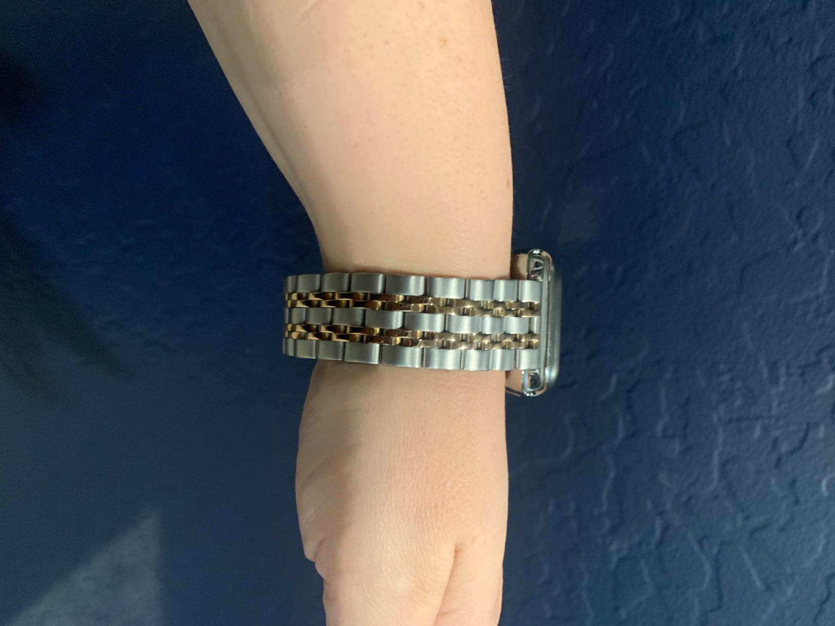 Luxury Stainless Steel Band Compatible with Apple Watch Ultra 3/2/1 (49mm) & Series 11 10 9 8-1 SE 3/2/1 (46/45/44/42/41/40/38mm), Professional Business Dressy Metal Strap with Butterfly Clasp customer photo 2