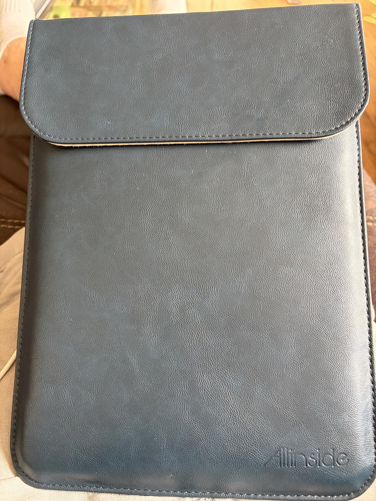 Allinside 15-16 inch Laptop Sleeve Case Compatible with MacBook Pro 16 2021-2026/MacBook Pro 15 2016-2019, Waterproof PU Leather Laptop Sleeve Bag Protective Vertical Case Cover, Brown customer photo 1