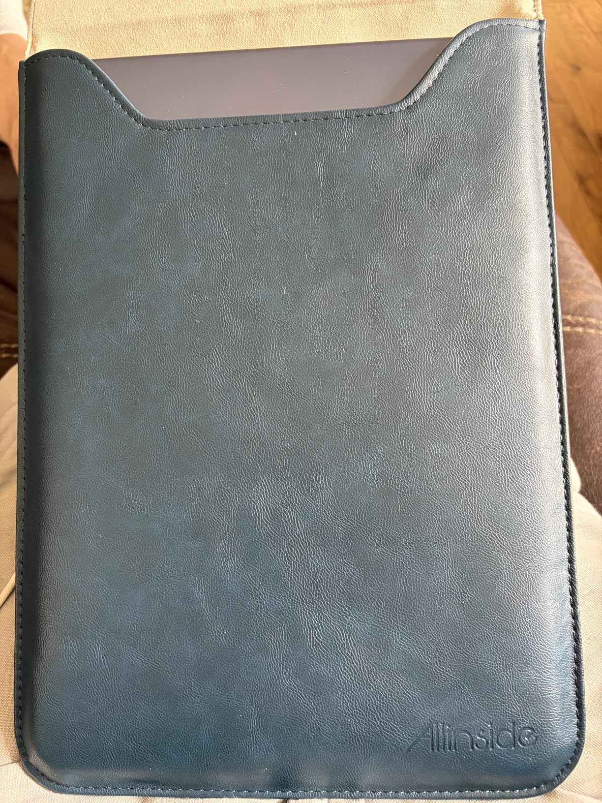 Allinside 15-16 inch Laptop Sleeve Case Compatible with MacBook Pro 16 2021-2026/MacBook Pro 15 2016-2019, Waterproof PU Leather Laptop Sleeve Bag Protective Vertical Case Cover, Brown customer photo 2