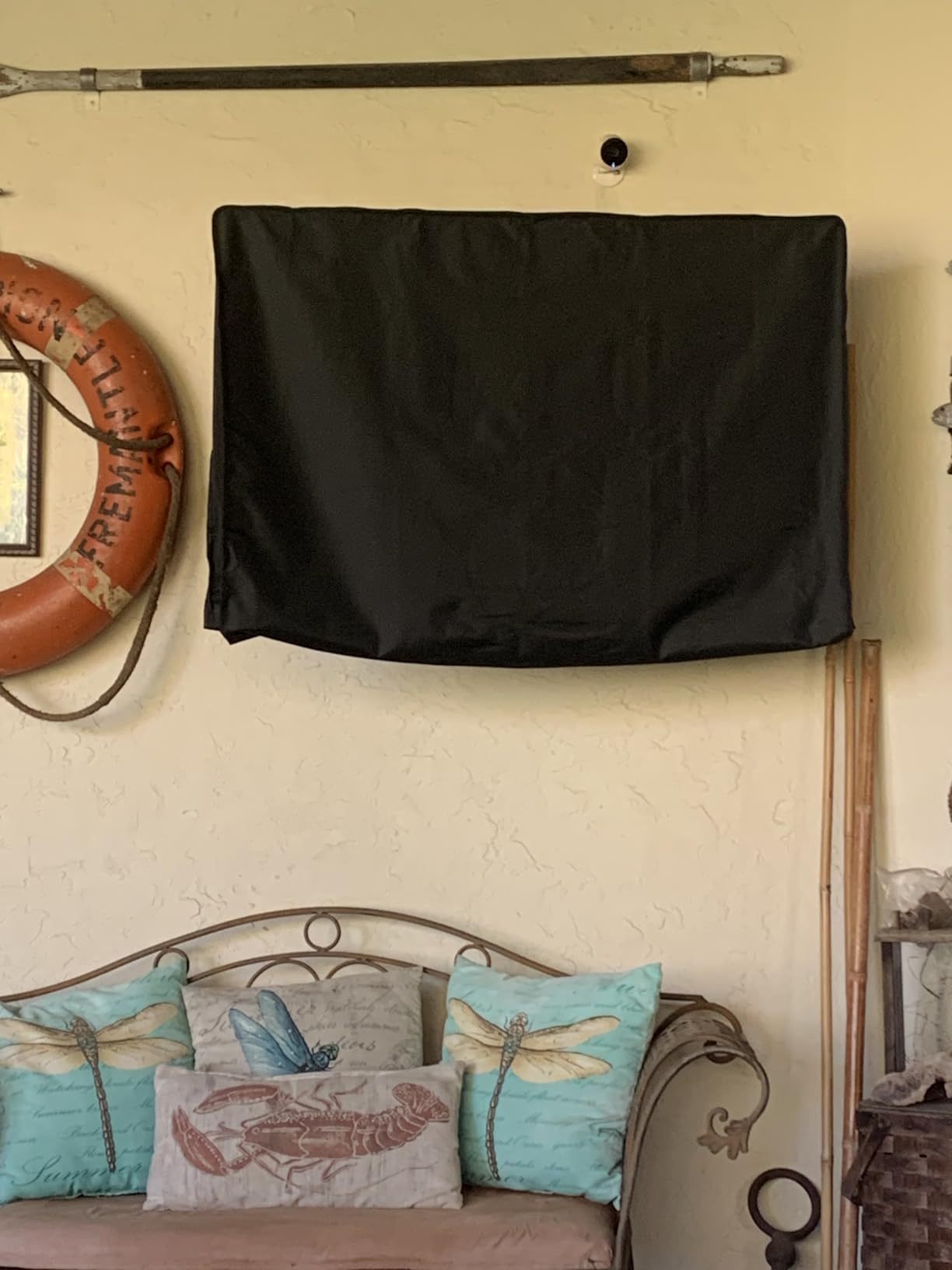 iBirdie Outdoor TV Cover 52 to 55 inch Weatherproof, Cover Size 52''L x 31''H, Waterproof for Outside Flat Screen 52 to 55 inch TV, Black, 600D Thick Fabric Screen Protector with Bottom customer photo 1