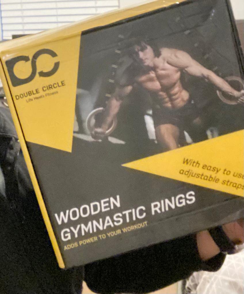 Double Circle Wood Gymnastics Rings with Quick Adjust Numbered Straps and Exercise Videos Guide - Full Body Workout Rings, Calisthenics, Home Gym (Multi-Size) customer photo 1