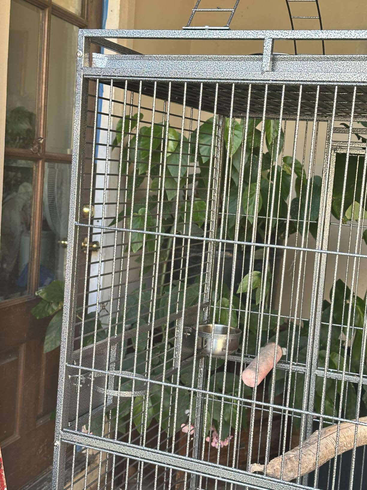 Extra Large Double Ladders Open Play Top Wrought Iron Bird Parrot Parttot Finch Macaw Cockatoo Cage, Include Seed Guard and Toy Hook (32