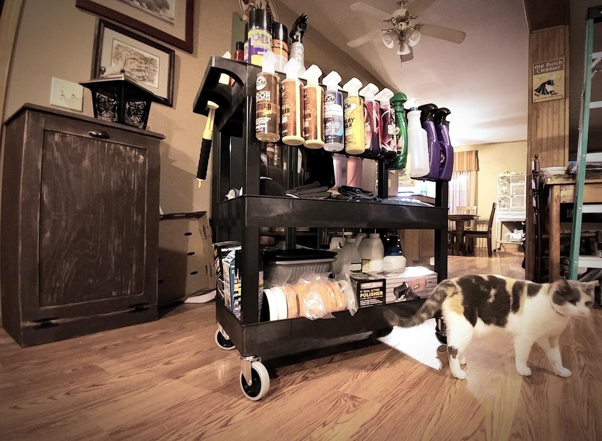 Tubstr 3-Tier Rolling Utility Cart with Wheels | Supports 300 lbs. Total | Heavy-Duty Capacity for Garage Storage, Office Spaces, & Kitchen Use | Durable Tool Cart with Locking Wheels (Black, 32 x 18) customer photo 1