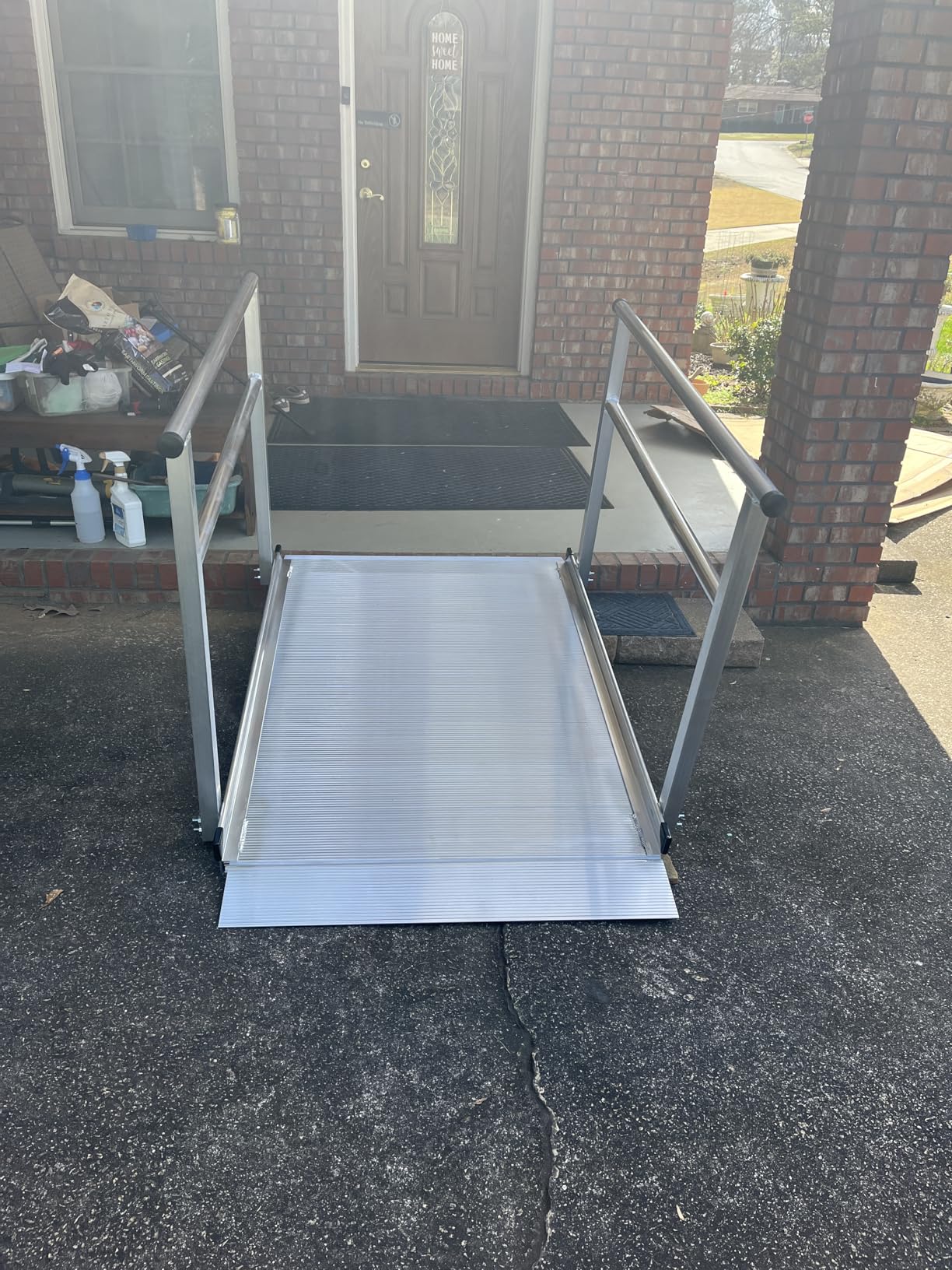 8' Wheelchair Ramp for Home Steps, 850 lb Capacity, Handrails, Non-Slip, Entry Access for Mobility Scooters, Power Chairs, 36