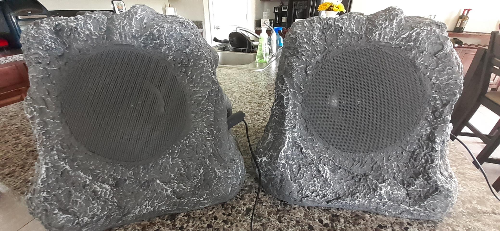 Victrola Outdoor Rock Speaker (Pair) - IPX4 Rechargeable Outdoor Bluetooth Speakers for Garden, Patio, Built for All Seasons, Wireless Music Streaming (Charcoal) customer photo 2