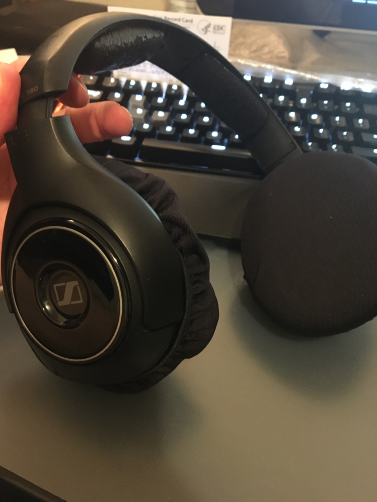 Geekria 2 Pairs Flex Fabric Headphones Ear Covers - Product Safety Certified - Washable & Stretchable Earcup Protectors for Large Over-Ear Headsets, Sweat Pads for Gaming (Size L/Black) customer photo 1