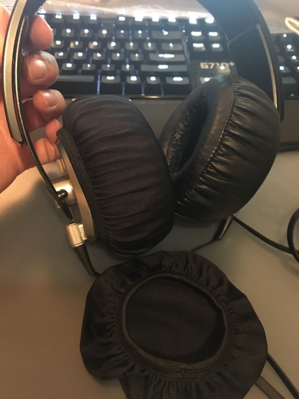 Geekria 2 Pairs Flex Fabric Headphones Ear Covers - Product Safety Certified - Washable & Stretchable Earcup Protectors for Large Over-Ear Headsets, Sweat Pads for Gaming (Size L/Black) customer photo 2