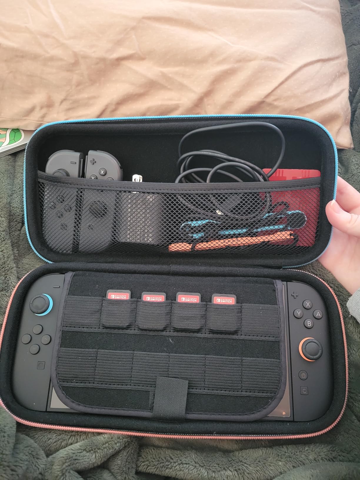 ivoler Carrying Case for Nintendo Switch and NEW Switch OLED Model(2021), Portable Hard Shell Pouch Carrying Travel Game Bag for Switch Accessories Holds 10 Game Cartridge (Black) customer photo 1