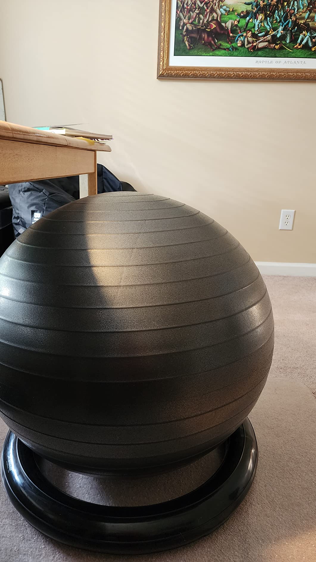 Trideer Exercise Ball for Office Desk, Yoga Ball Chair to Relieve Back Pain, Stability & Fitness Ball Seat with Base, Home Gym Core Workout, Abs, Stretching & Therapy customer photo 2