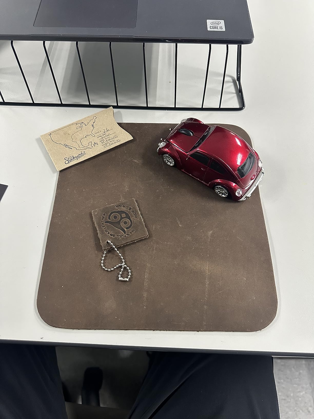 Hide & Drink Genuine Leather Mouse Pad, Anti Slip Leather Mousepad for Gaming, for Apple Magic Mouse & PC, Ergonomic Non Slip Base, Brown & Black Large Mat Pads for Desk, Computer Mousepads for Men customer photo 1