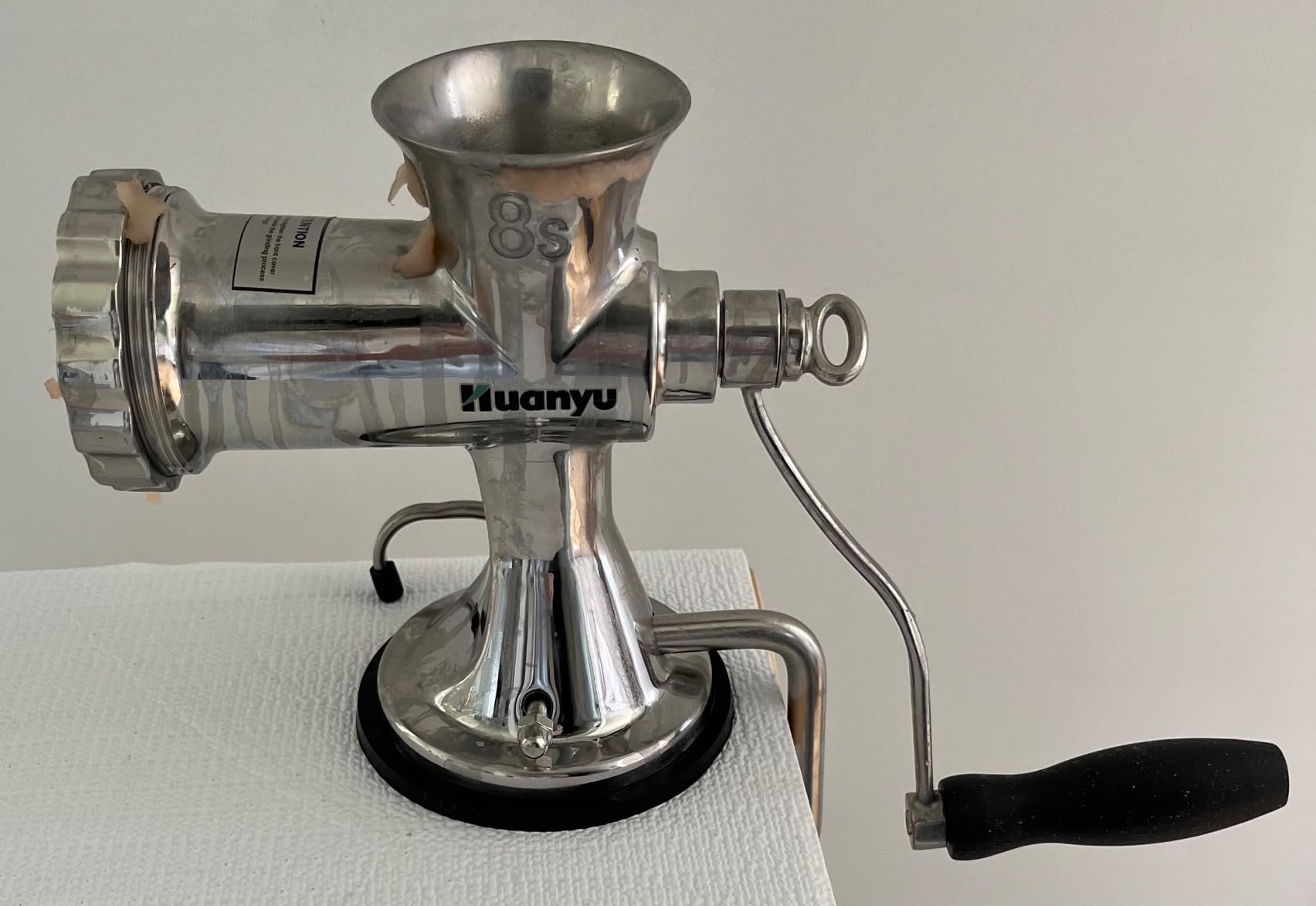 Huanyu Manual Meat Grinder - Heavy Duty Stainless Steel, Effortless Hand Crank for Fresh Ground Beef, Sausages & Pet Food - Compact, Dishwasher Safe - Perfect for Home Restaurant & Outdoor customer photo 1