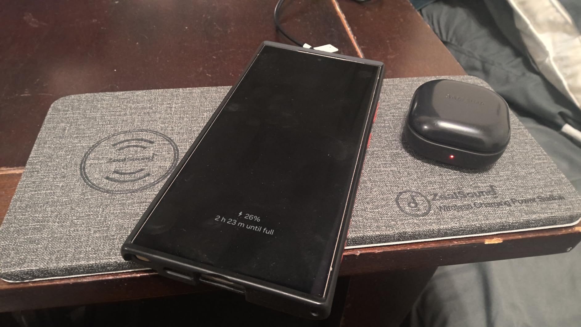 Wireless Charging Pad, ZealSound Ultra-Slim Triple Charger Station for Multiple 3 Devices & New Airpods Ultra Slim PU Leather Wireless Charging Mat W/AC Adapter for Smartphone Phone (Black) customer photo 1