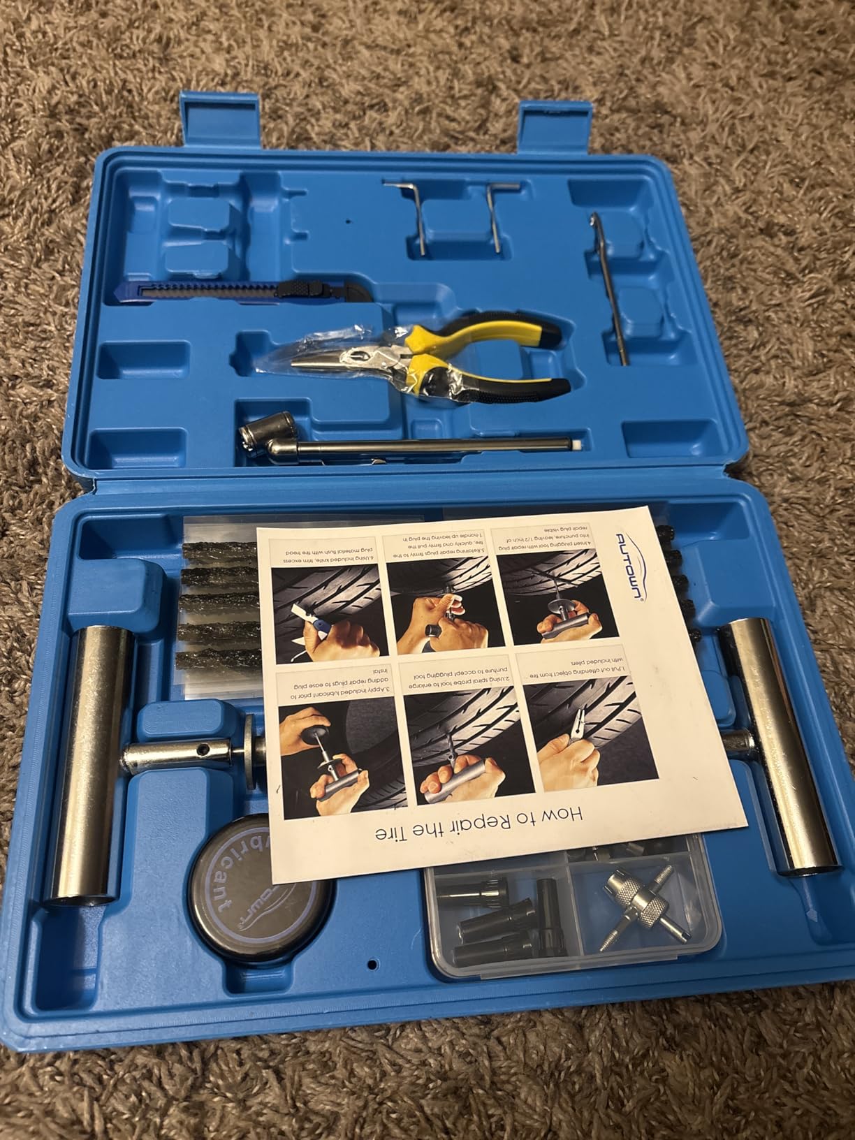 AUTOWN Tire Repair Kit - 68pcs Heavy Duty Tire Plug Kit, Universal Tire Repair Tools to Fix Punctures and Plug Flats Patch Kit for car Motorcycle, Truck, ARB, ATV, Tractor, RV, SUV, Trailer customer photo 2