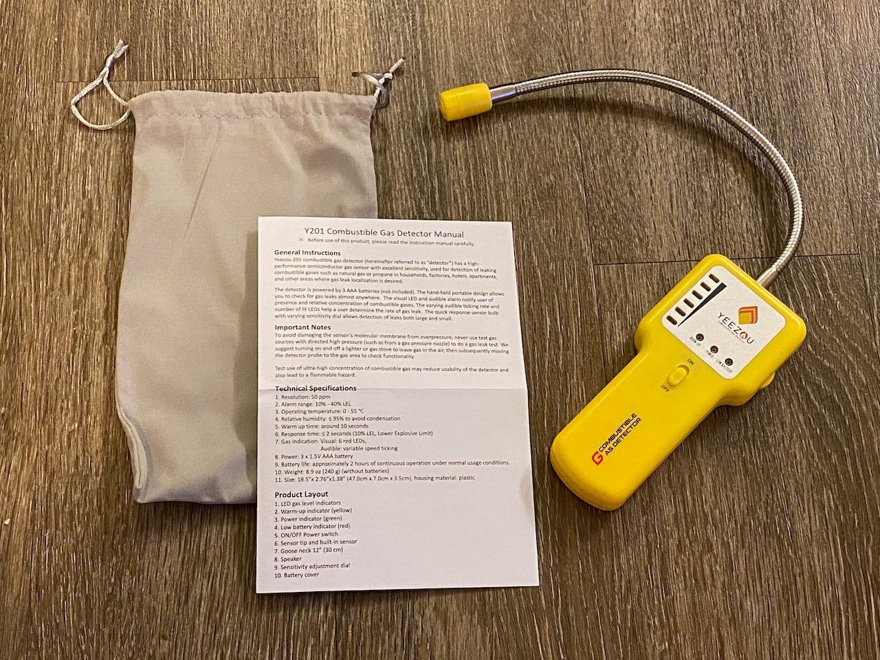 Gas Leak Detector - Portable Natural Gas Sniffer for Propane, Methane, LPG, LNG, Fuel & Sewer Gas - Combustible Gas Detector with 12