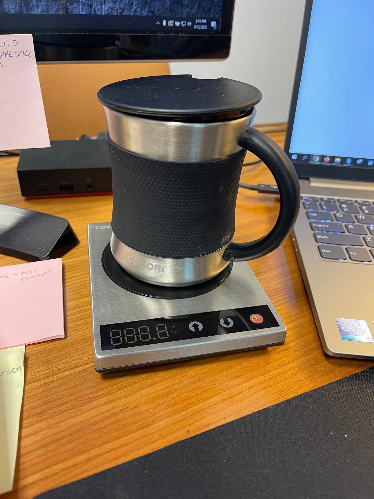 COSORI Coffee Mug Warmer & Mug Set for Desk, Cup Heater, Office & Christmas Gifts, 1°F Precise Temperature Control, Touch Tech & LCD Digital Display (77-194°F), 304 Stainless Steel, Silver/Black customer photo 1