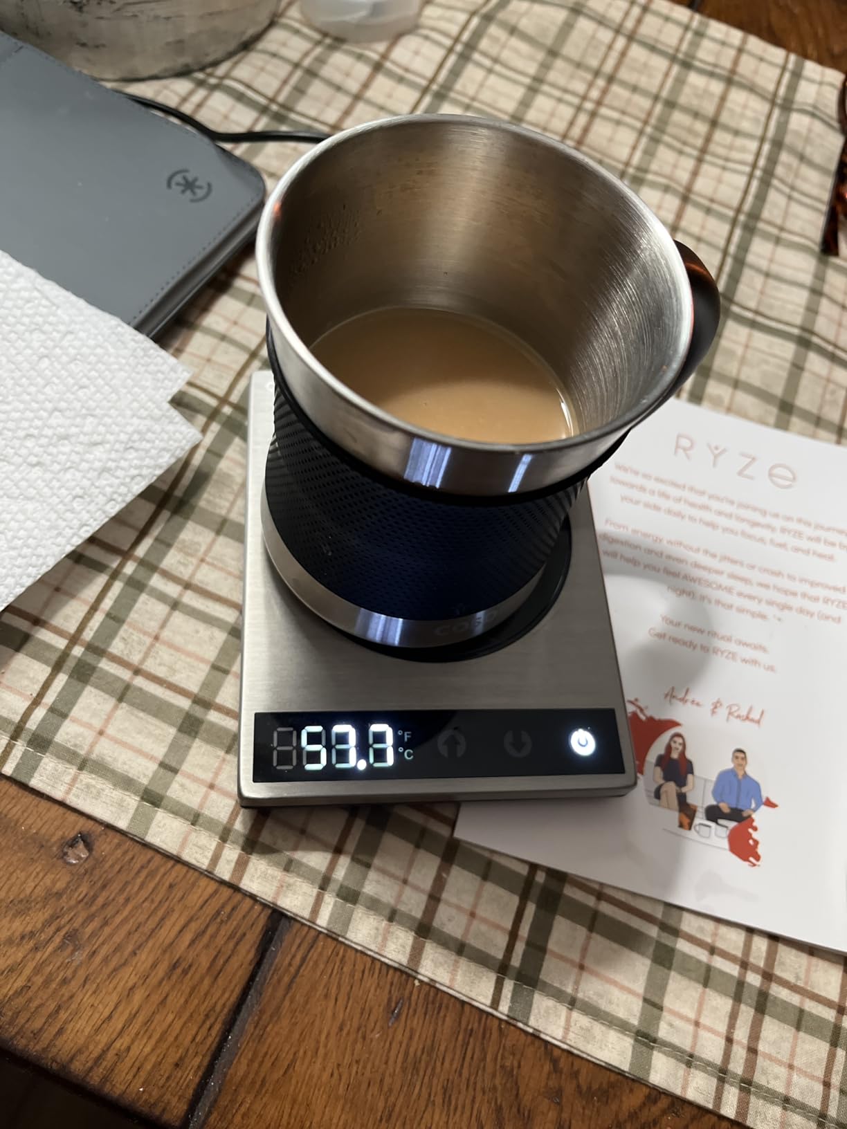 COSORI Coffee Mug Warmer & Mug Set for Desk, Cup Heater, Office & Christmas Gifts, 1°F Precise Temperature Control, Touch Tech & LCD Digital Display (77-194°F), 304 Stainless Steel, Silver/Black customer photo 2