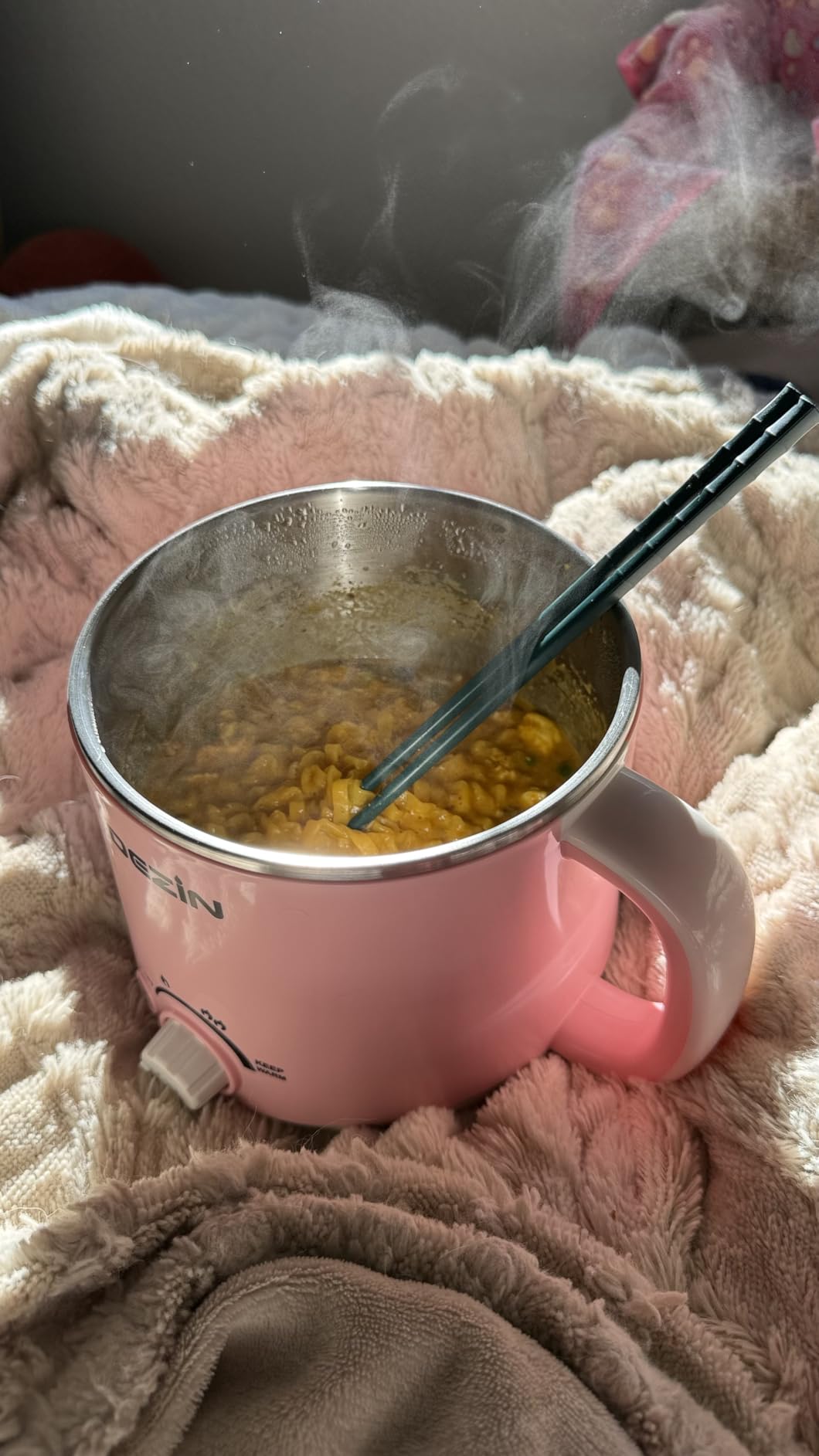 Dezin Hot Pot Electric, Rapid Noodles Cooker, Stainless Steel Electric Pot 1.6 Liter, Perfect for Ramen, Egg, Pasta, Dumpling, Soup, Porridge, Oatmeal with Temperature Control and Keep Warm Function customer photo 2