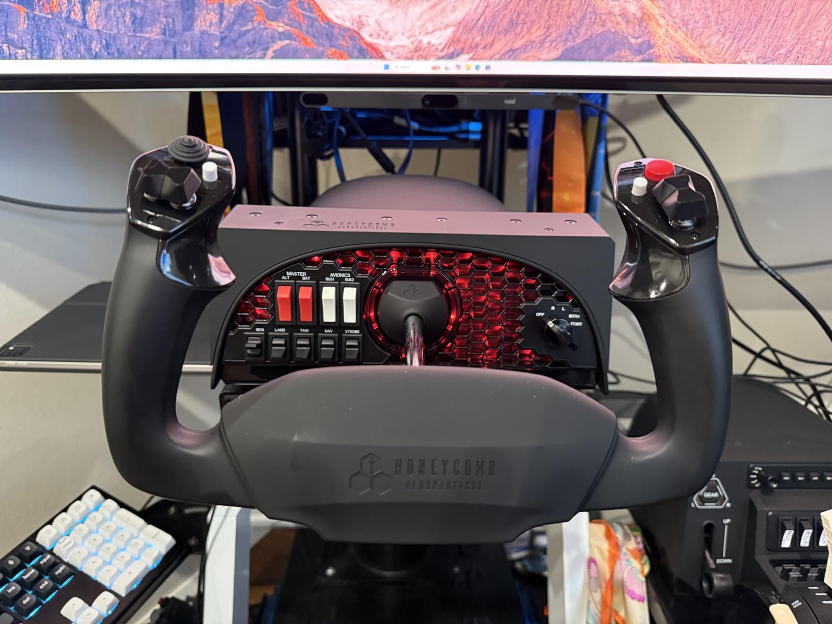 Honeycomb Alpha Flight Controls Yoke & Switch Panel - Flight Simulator Yoke w/ 180° Rotation, Steel Shaft, Ignition Switch, Fully-Equipped Handles, Dual Mounting - Compatible w/PC & Mac customer photo 2
