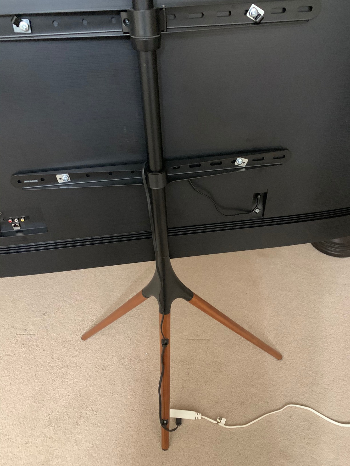 VIVO Artistic Easel 45 to 65 inch LED LCD Screen, Studio TV Display Stand, Adjustable TV Mount with Swivel and Tripod Base, Black Bracket, Dark Walnut Legs, STAND-TV65A customer photo 2