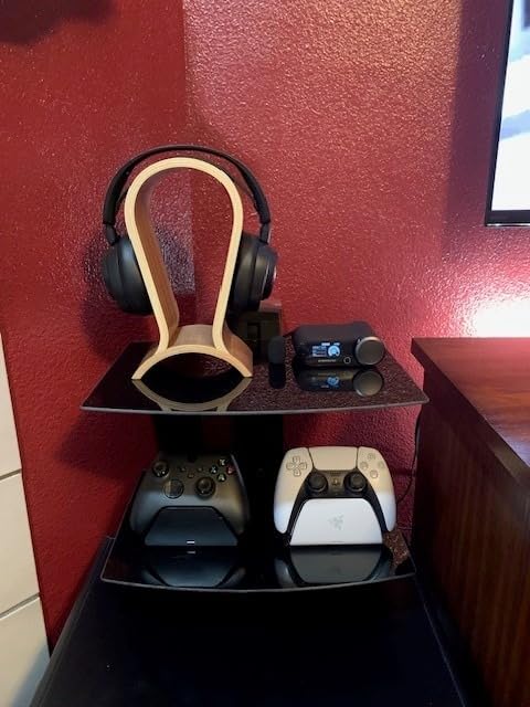 Headphone Stand Wood, Headset Stand for Desk, Walnut Gaming Headphone Holder Compatible for Sennheiser, Bose, Beats, Razer, AKG, Airpod Max, HyperX, Sony PS4 et. customer photo 2