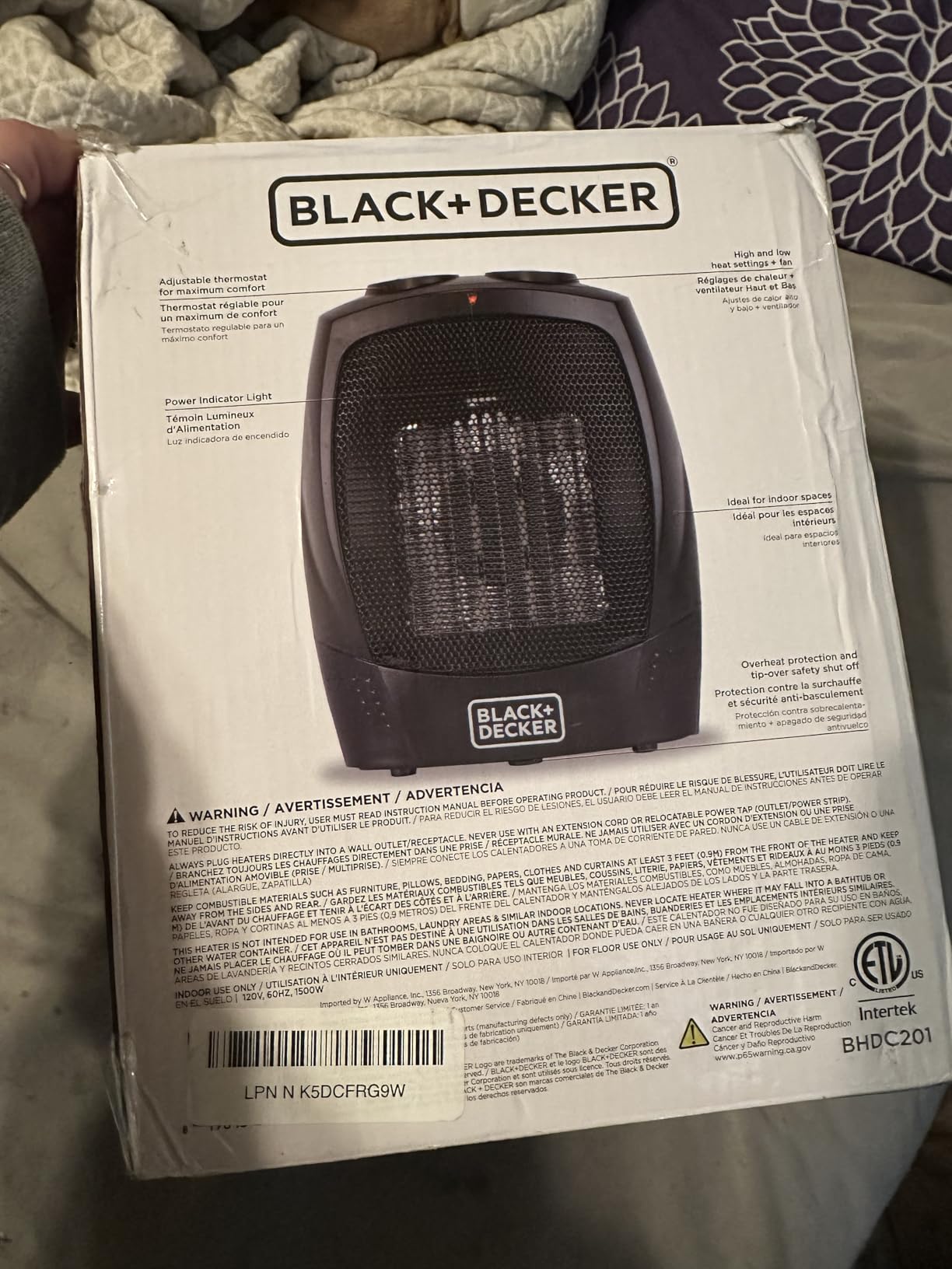 BLACK+DECKER Personal Ceramic Heater, Space Heater for Office Desk, Home Office & Personal Use Desk, 2 Heat & Fan Only Settings, Adjustable Thermostat, BHDC201, Black customer photo 2