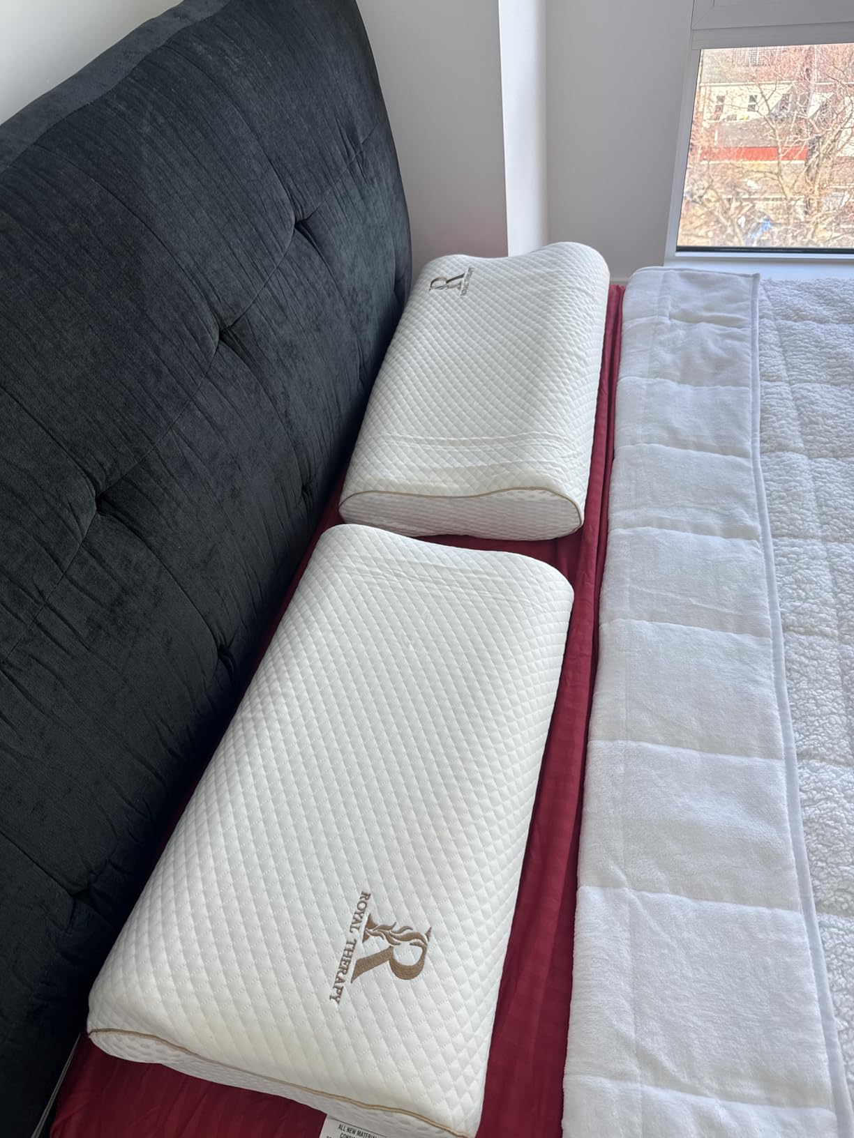 Memory Foam Pillow, Queen Neck Pain Relief, Contour Cervical Pillow, for Neck and Shoulder Pain, Side, Back and Stomach Sleeper, 24x14x5 inches customer photo 1