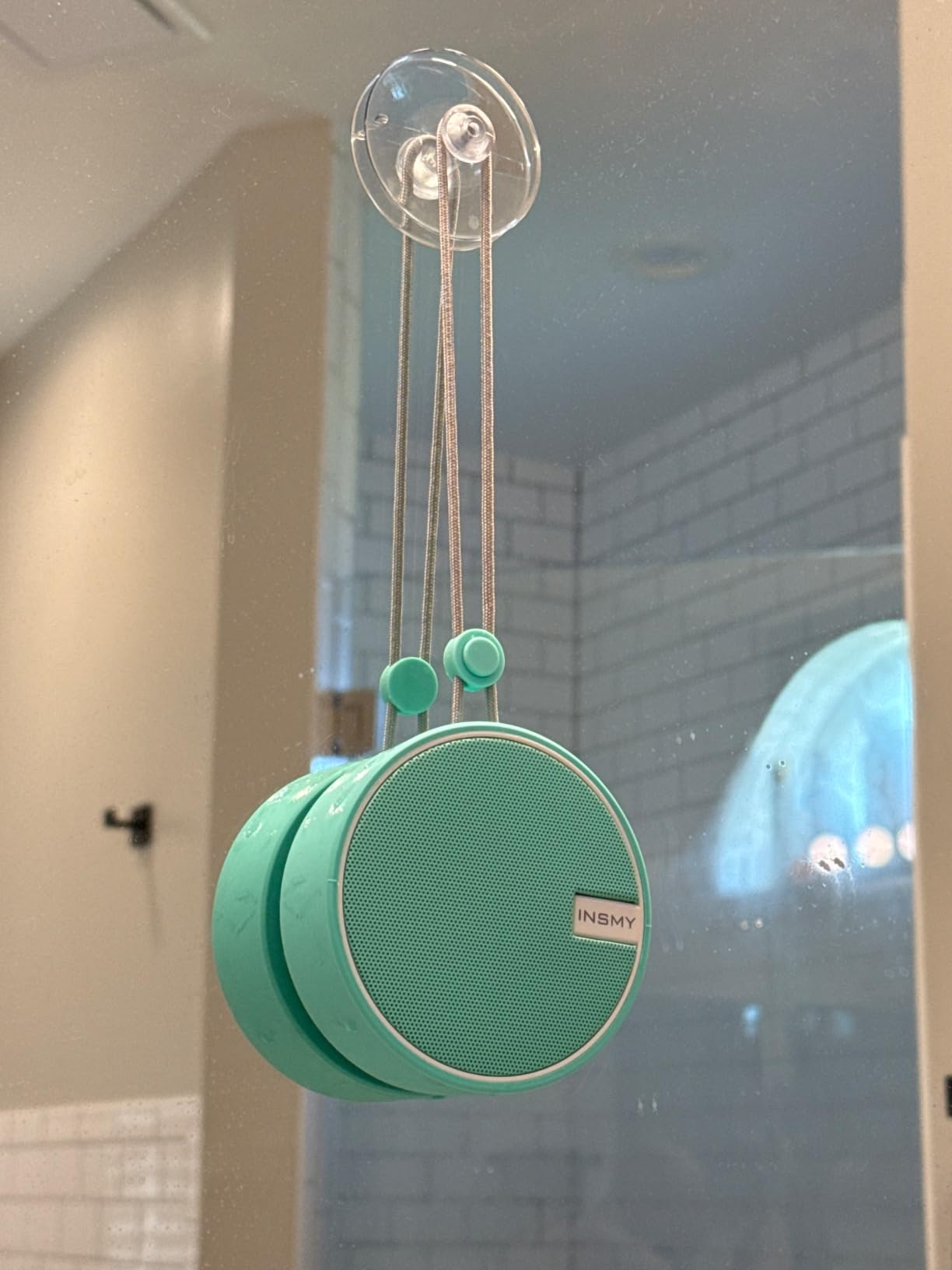 INSMY C12 IPX7 Waterproof Shower Bluetooth Speaker, Portable Small Speaker, Speakers Bluetooth Wireless Loud Clear Sound Support TF Card Suction Cup for Kayak Canoe Beach Gift (Black) customer photo 2